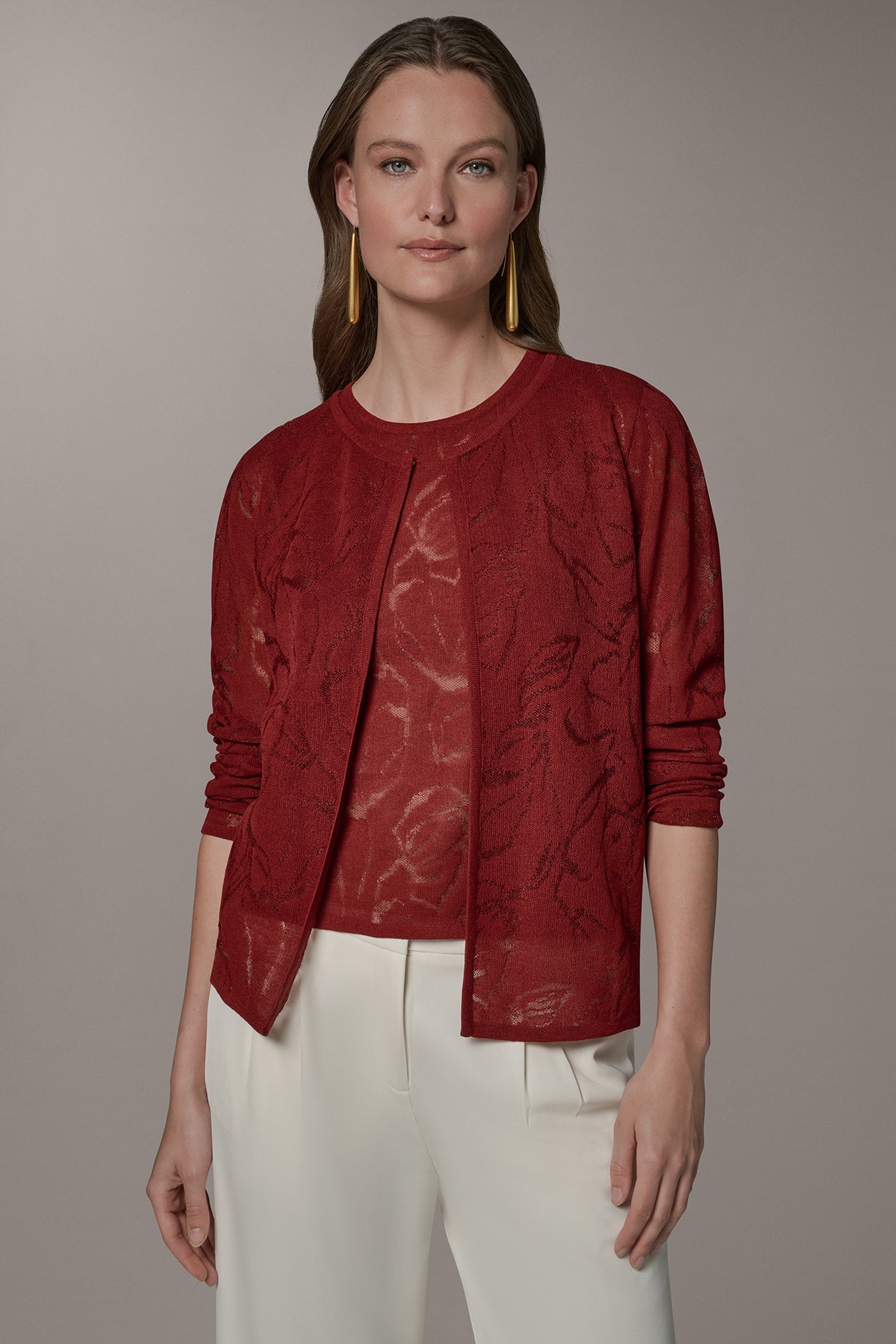 Sunbaked FLORAL SHEER CARDIGAN Donna Karan