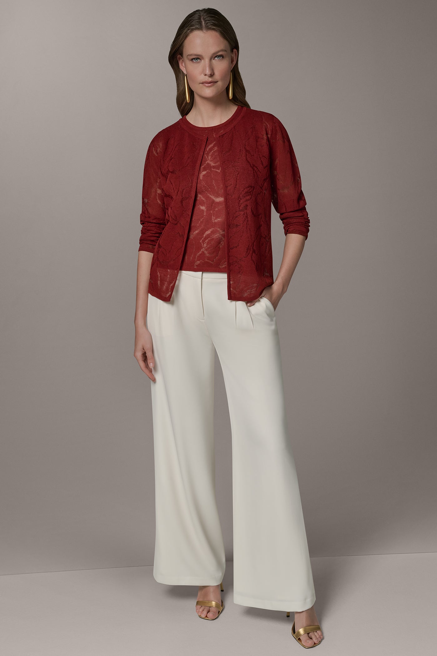 Sunbaked FLORAL SHEER CARDIGAN Donna Karan