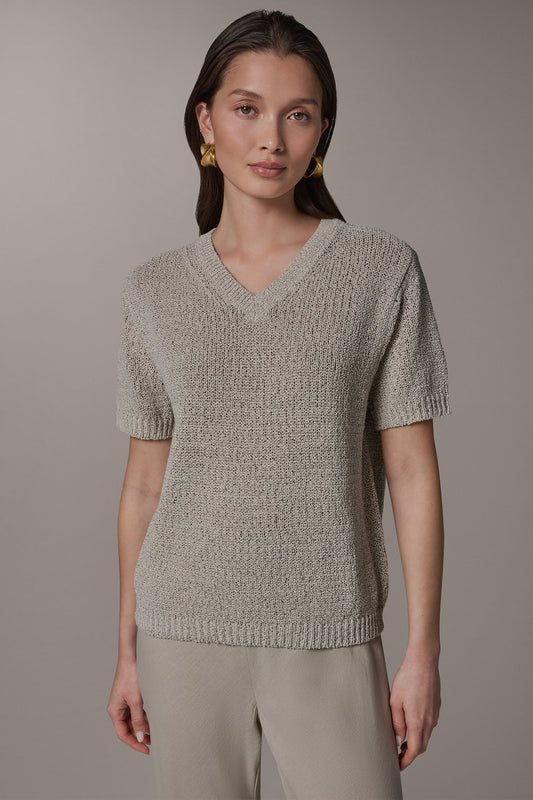 Sandstone Multi SHORT SLEEVE MÉLANGE EASY SWEATER Donna Karan