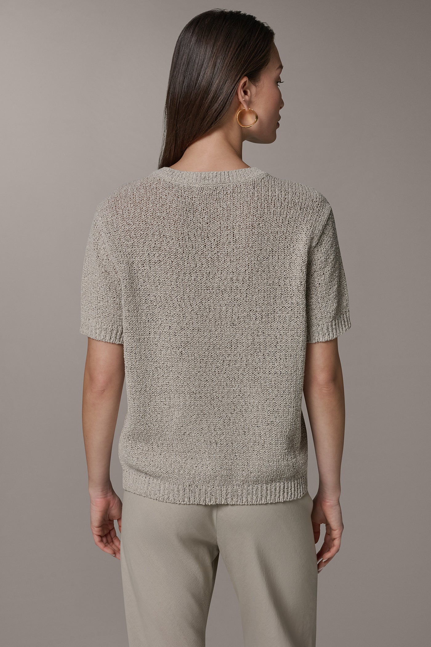 Sandstone Multi SHORT SLEEVE MÉLANGE EASY SWEATER Donna Karan