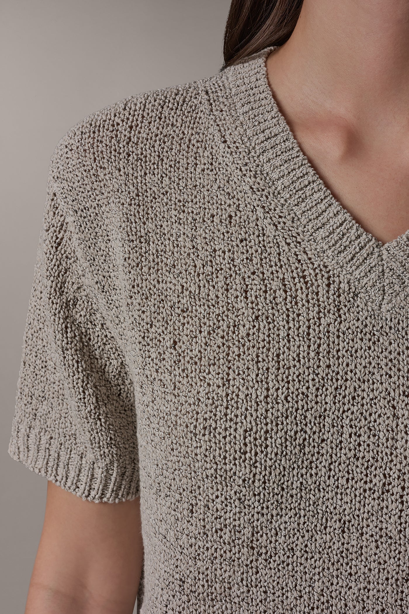 Sandstone Multi SHORT SLEEVE MÉLANGE EASY SWEATER Donna Karan