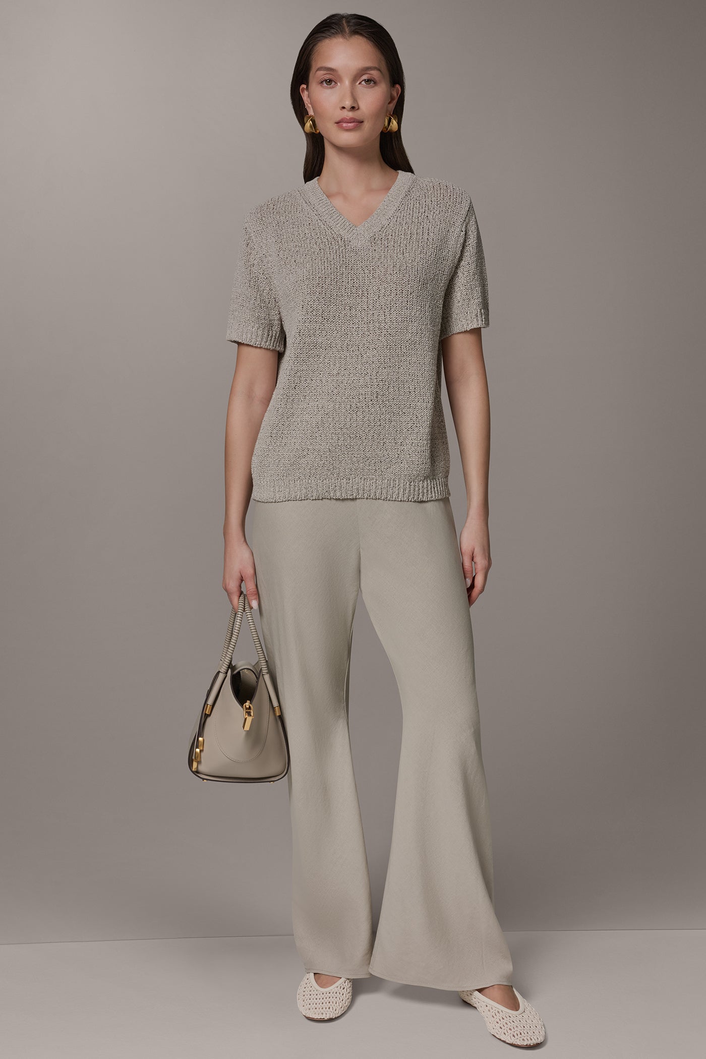 Sandstone Multi SHORT SLEEVE MÉLANGE EASY SWEATER Donna Karan