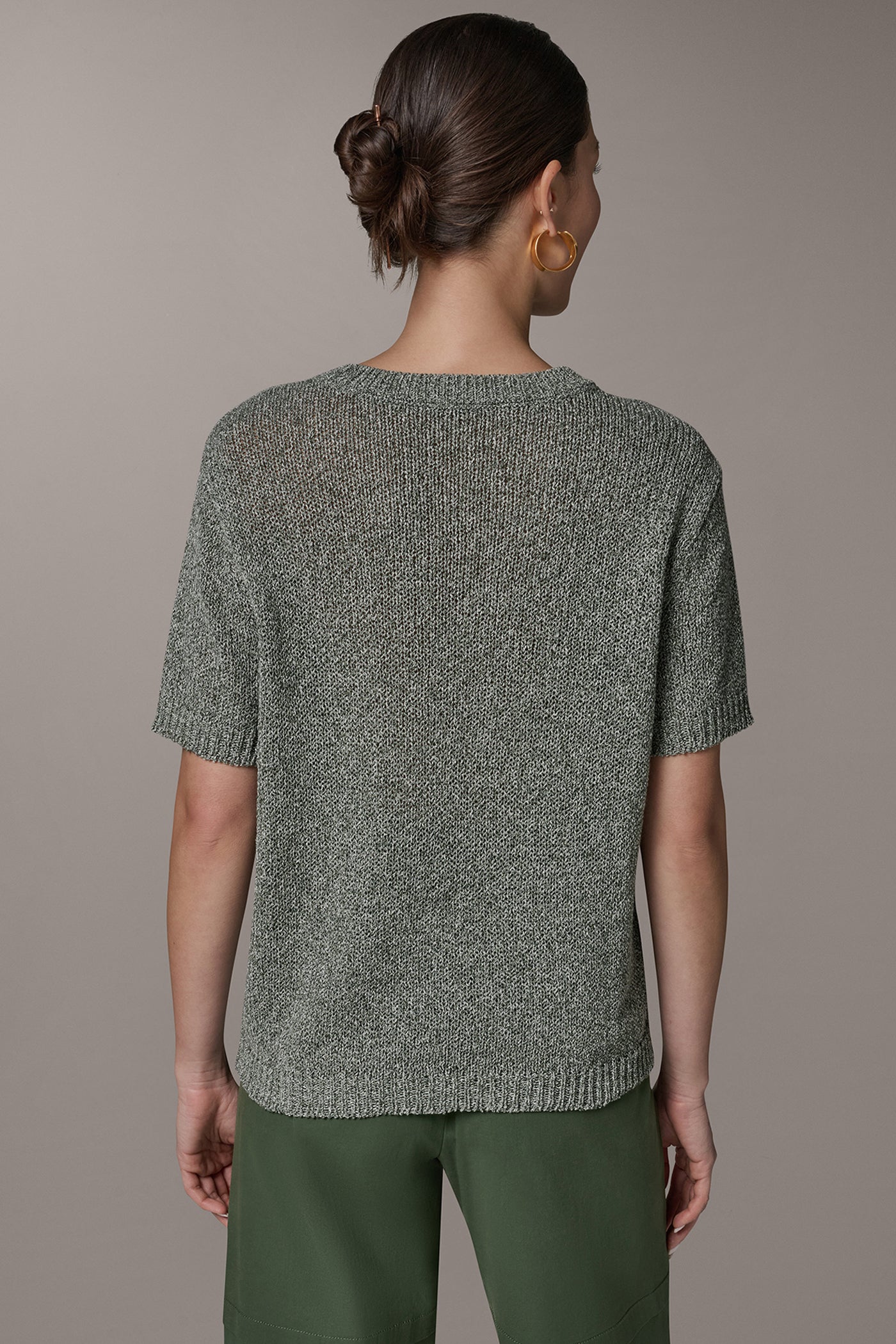 Verde Multi SHORT SLEEVE MÉLANGE EASY SWEATER Donna Karan