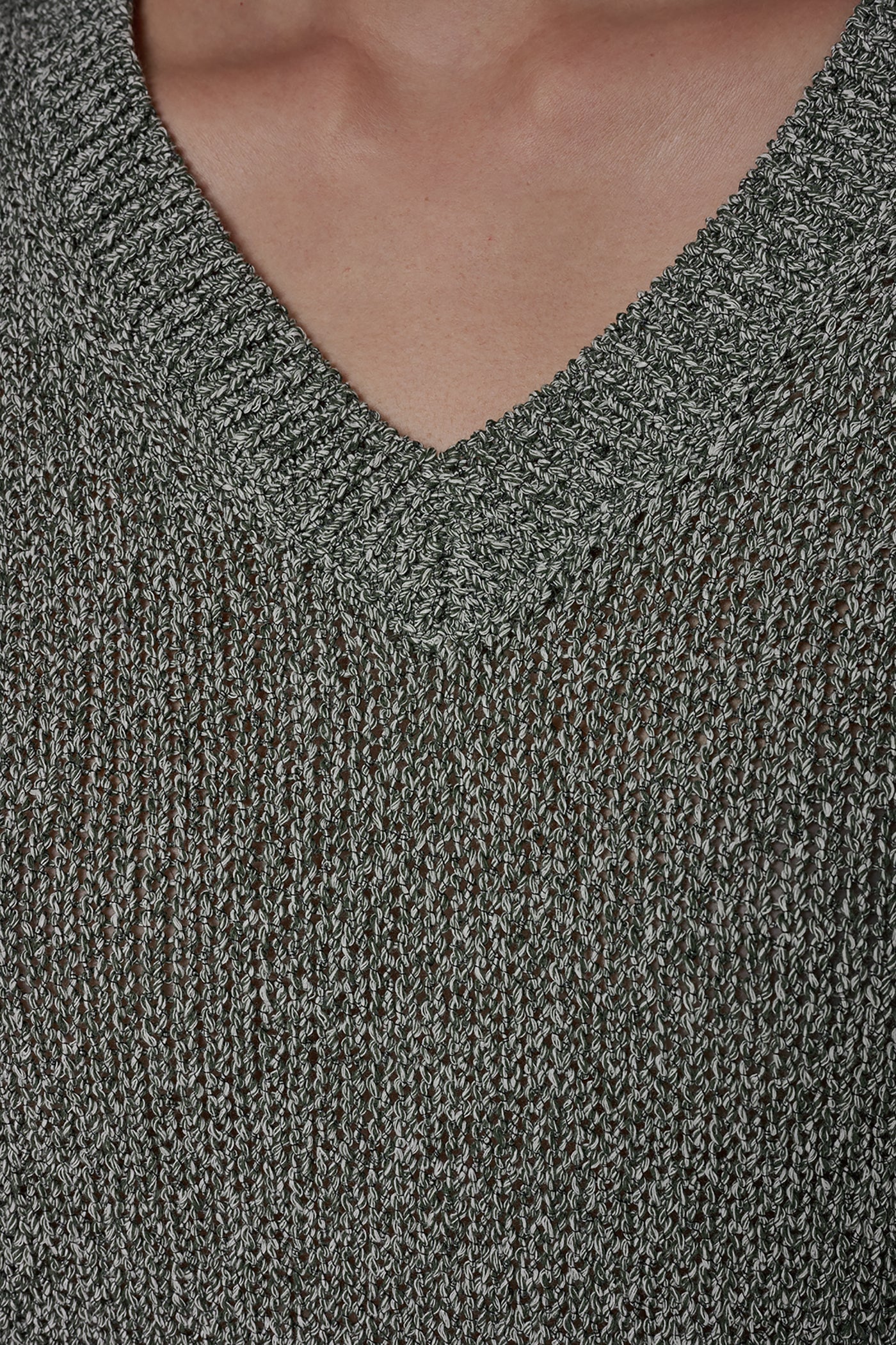 Verde Multi SHORT SLEEVE MÉLANGE EASY SWEATER Donna Karan