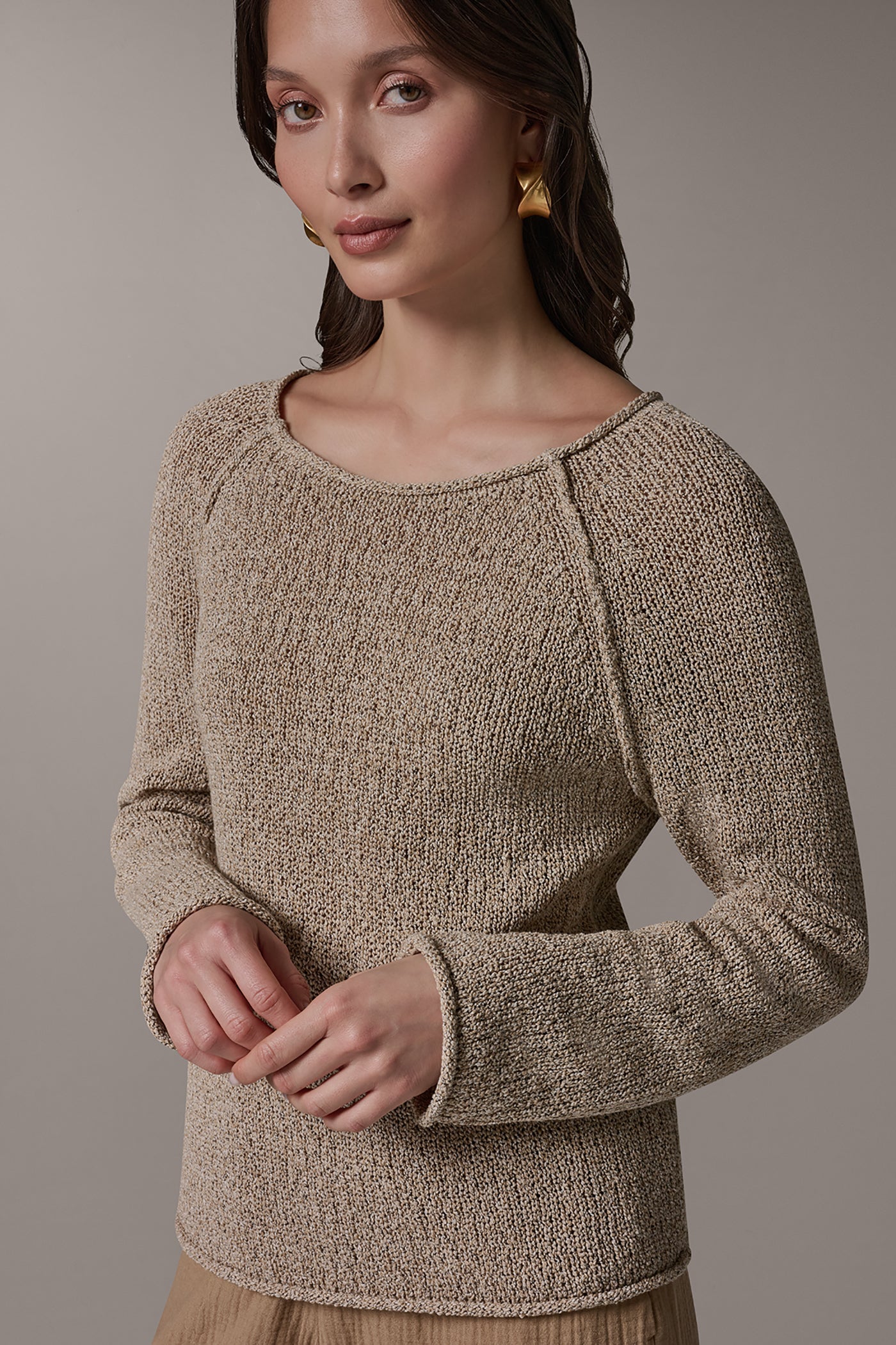 Fawn LONG SLEEVE EASY SWEATER Donna Karan