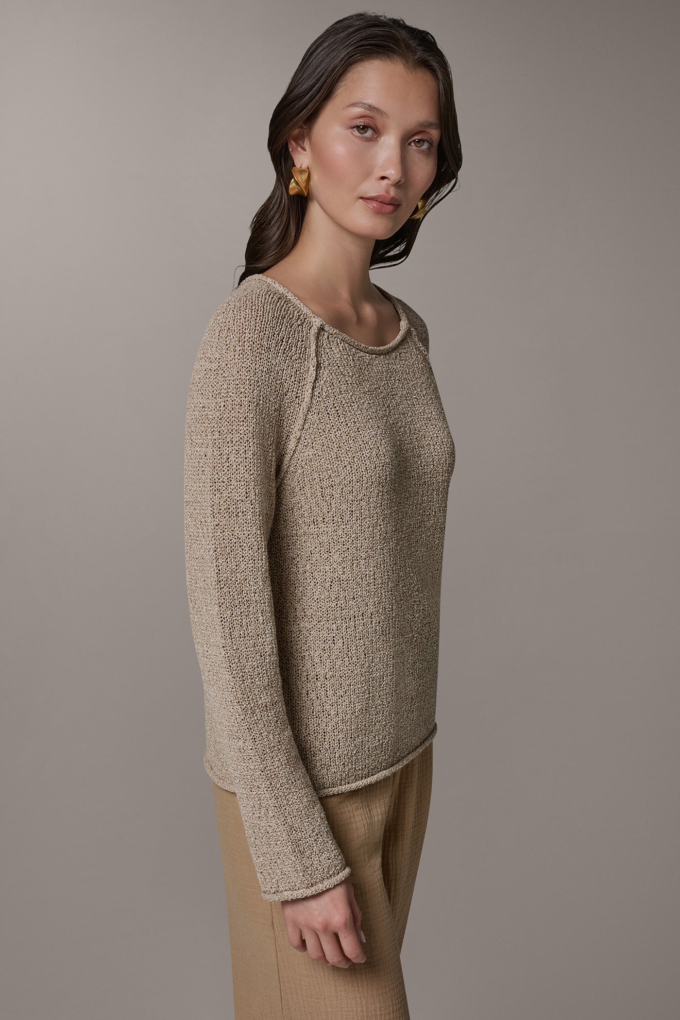 Fawn LONG SLEEVE EASY SWEATER Donna Karan