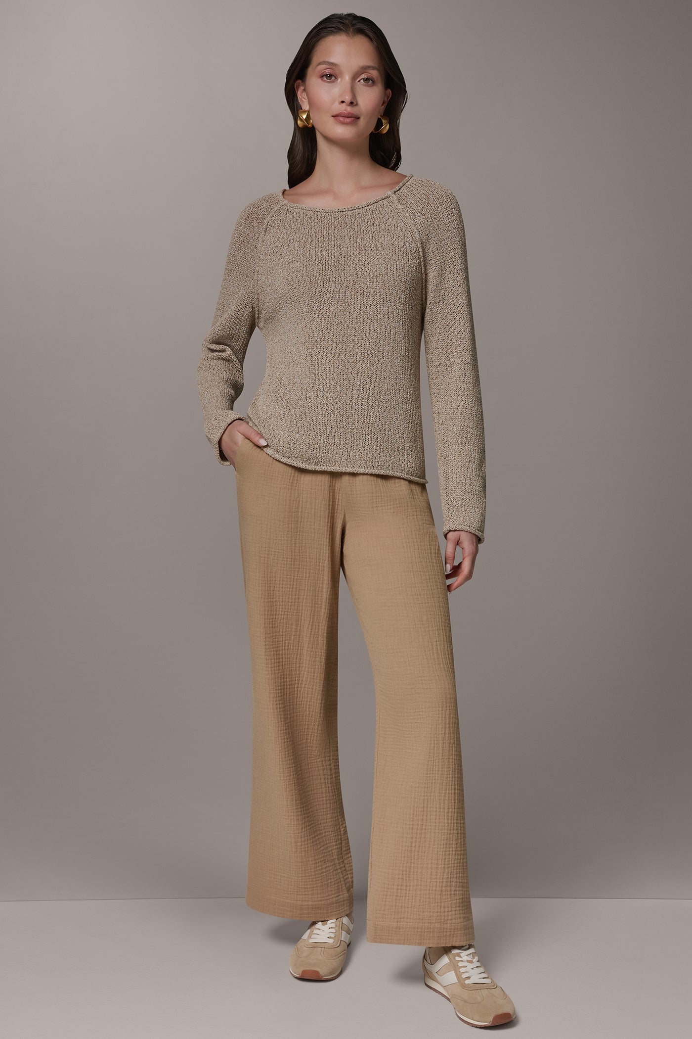 Fawn LONG SLEEVE EASY SWEATER Donna Karan