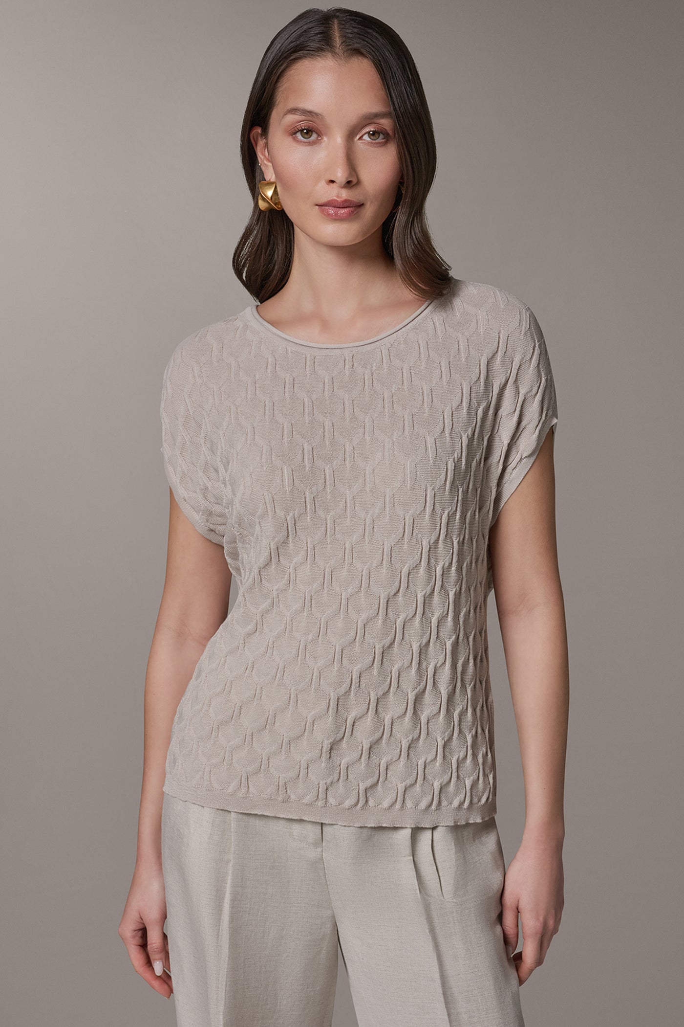 Sisal CAP SLEEVE SWEATER Donna Karan