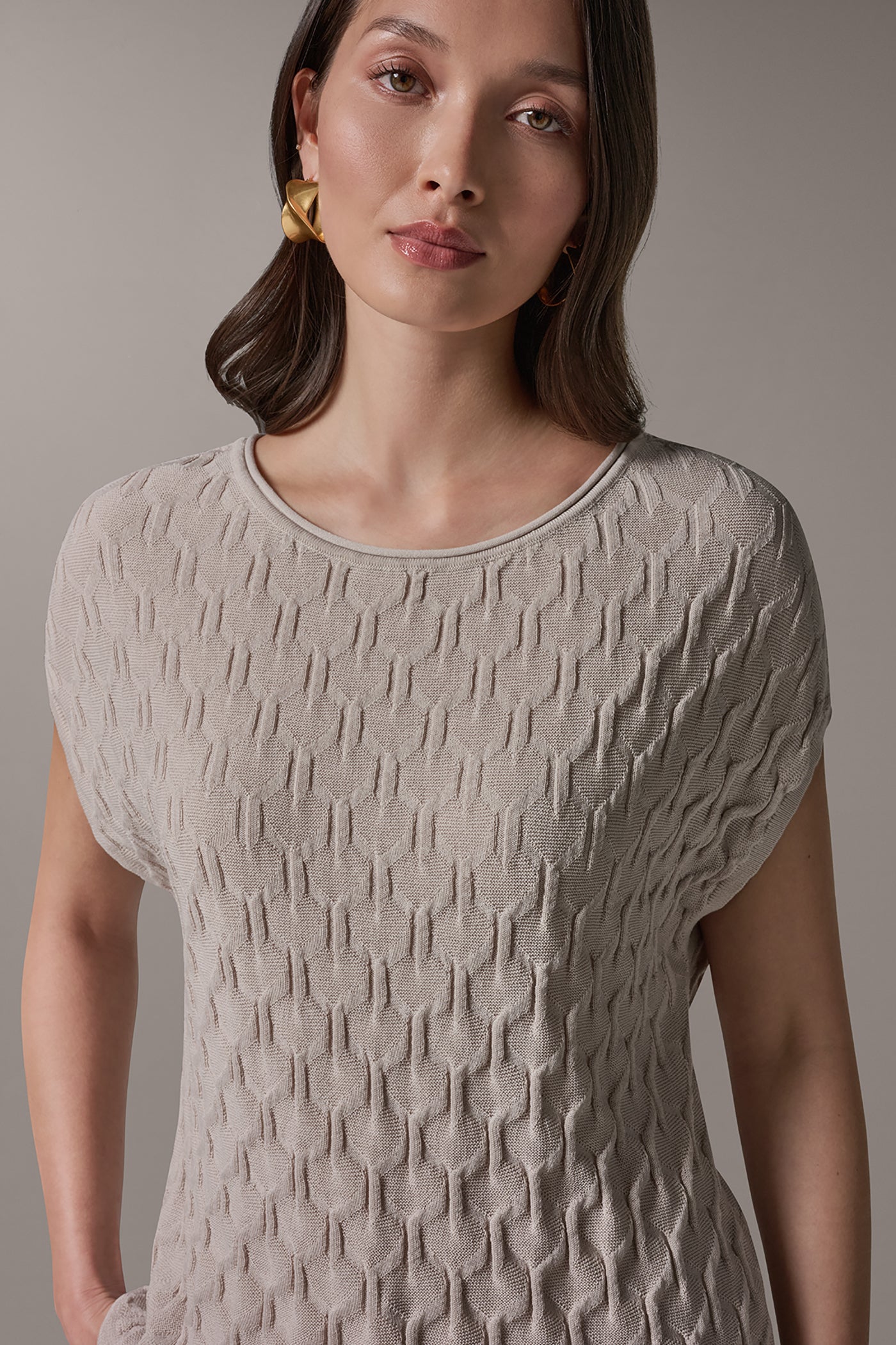 Sisal CAP SLEEVE SWEATER Donna Karan