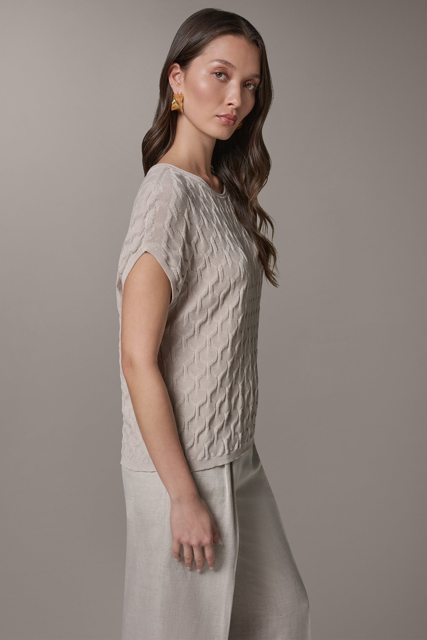 Sisal CAP SLEEVE SWEATER Donna Karan