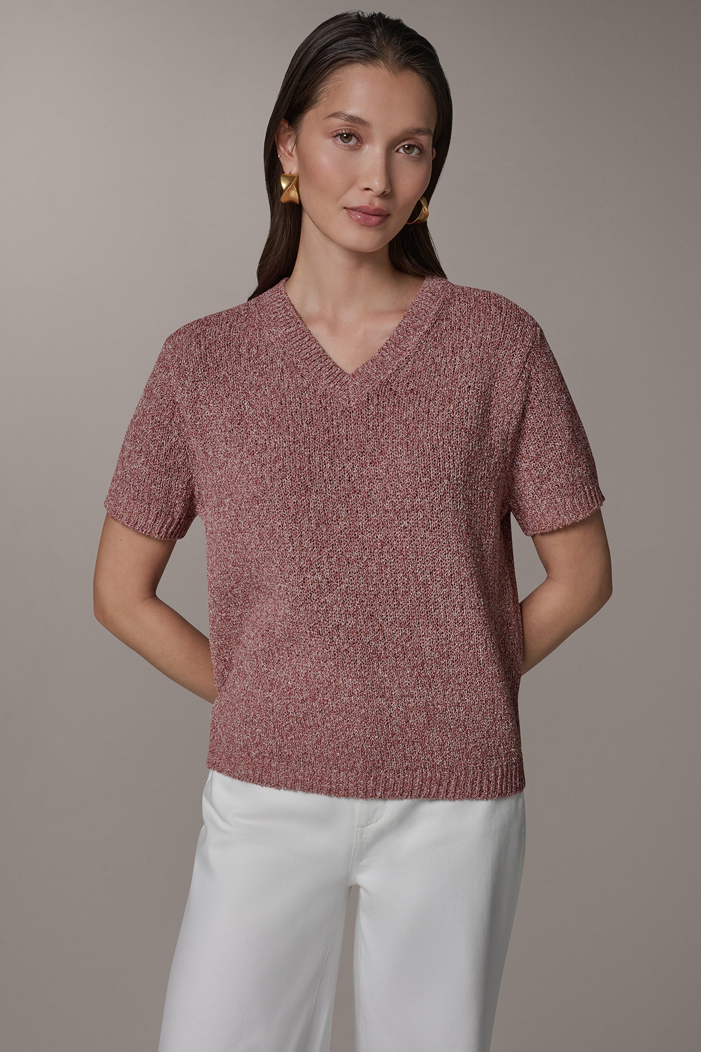 Sunbaked Multi SHORT SLEEVE MÉLANGE EASY SWEATER Donna Karan