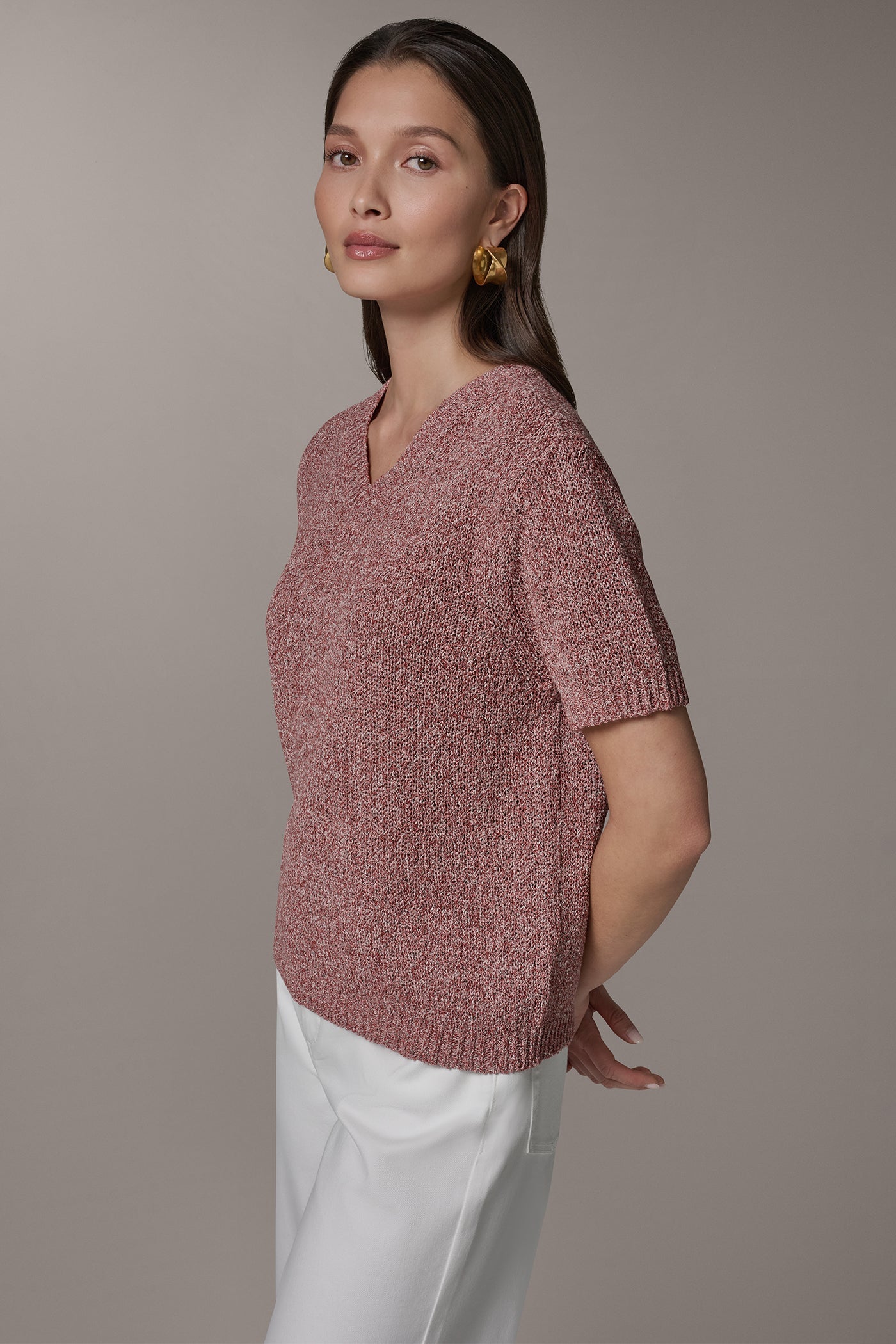 Sunbaked Multi SHORT SLEEVE MÉLANGE EASY SWEATER Donna Karan