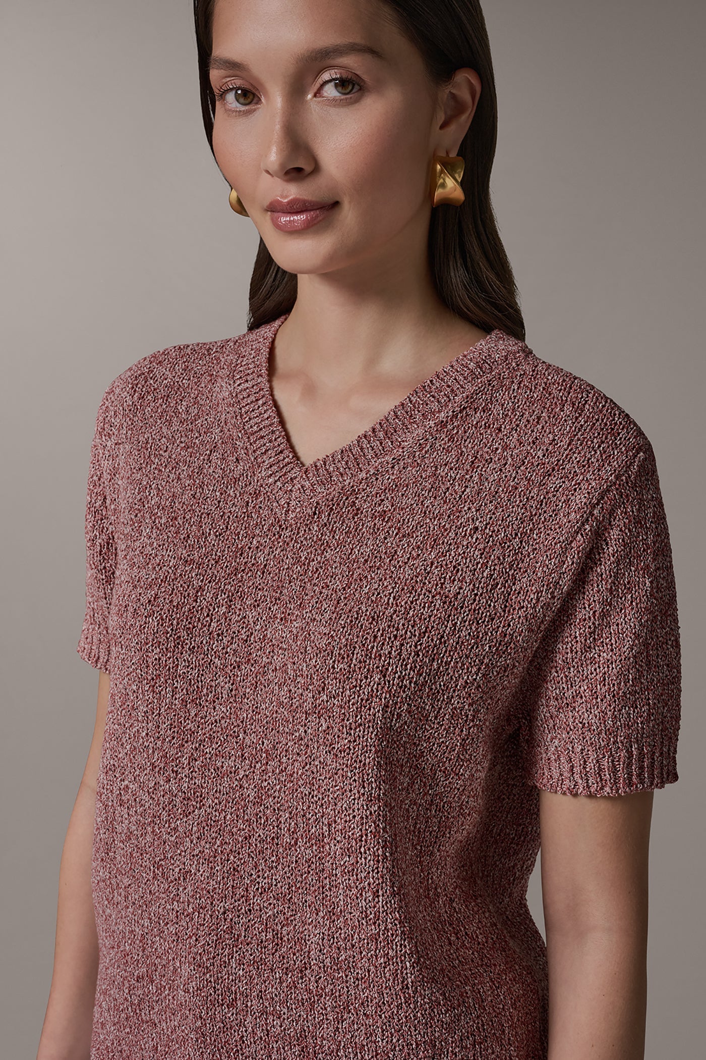 Sunbaked Multi SHORT SLEEVE MÉLANGE EASY SWEATER Donna Karan