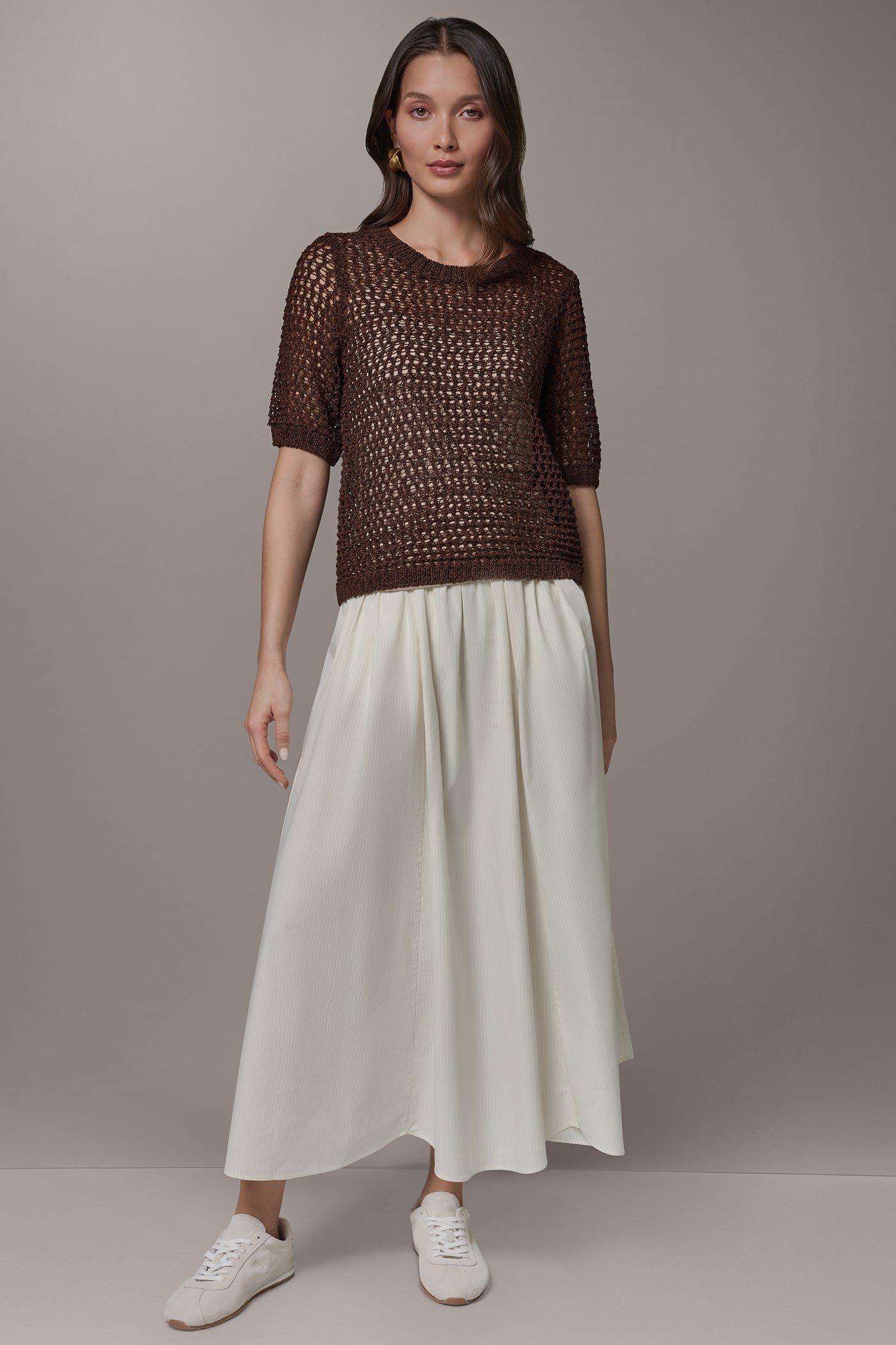 Canyon SHORT SLEEVE OPEN STITCH SWEATER Donna Karan