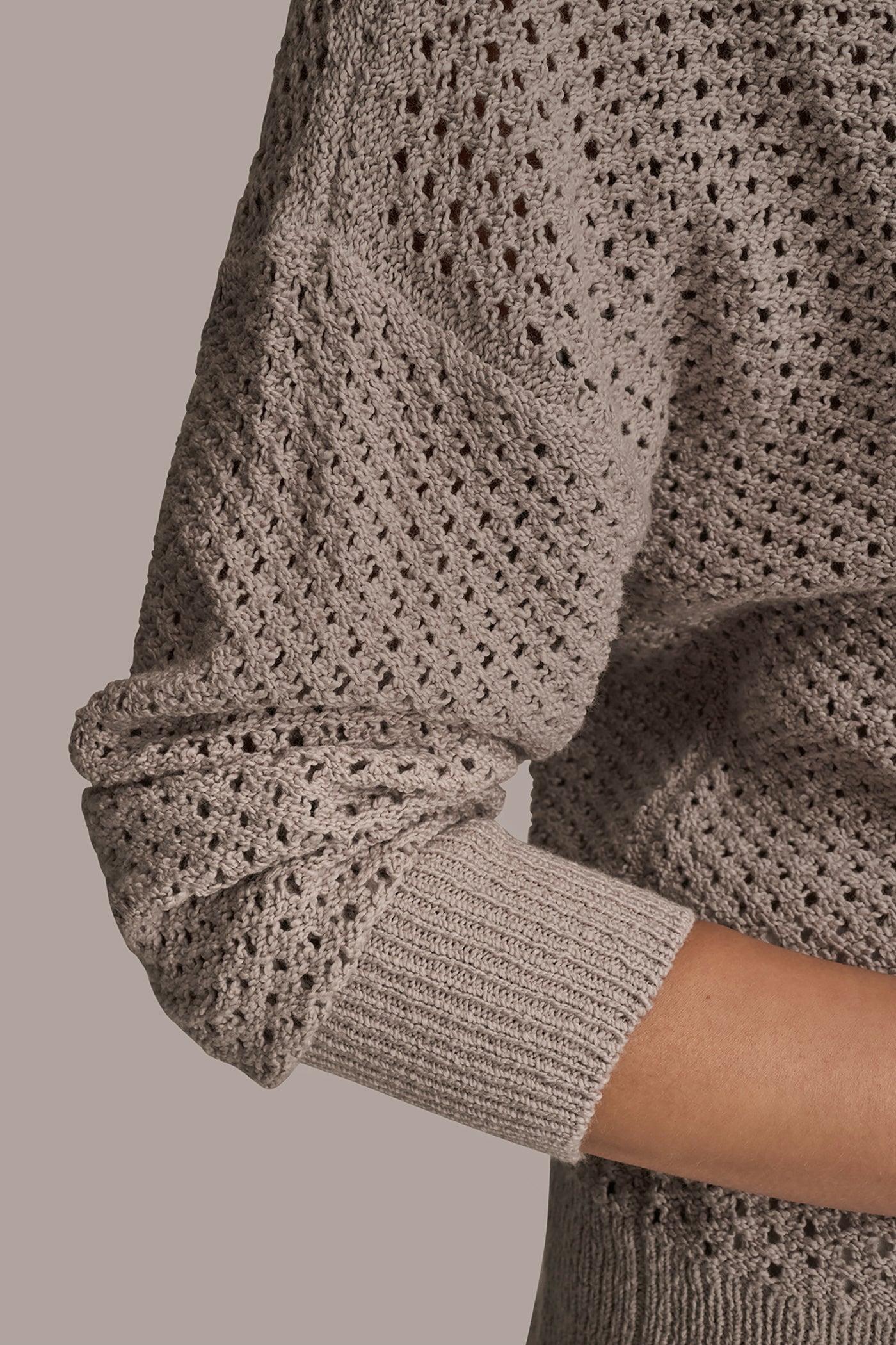 VAPOR LONG SLEEVE OPEN STITCH SWEATER Donna Karan