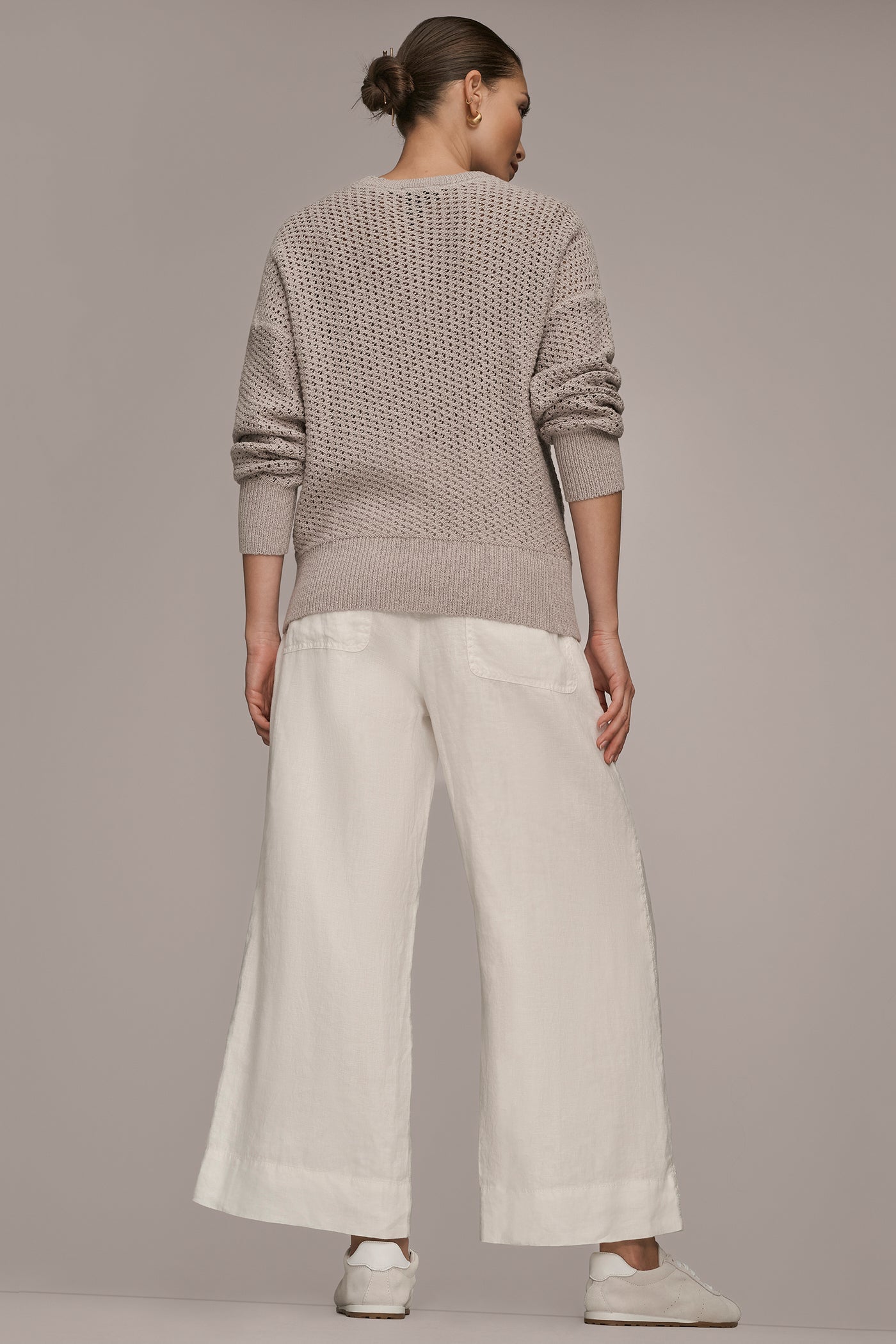 VAPOR LONG SLEEVE OPEN STITCH SWEATER Donna Karan