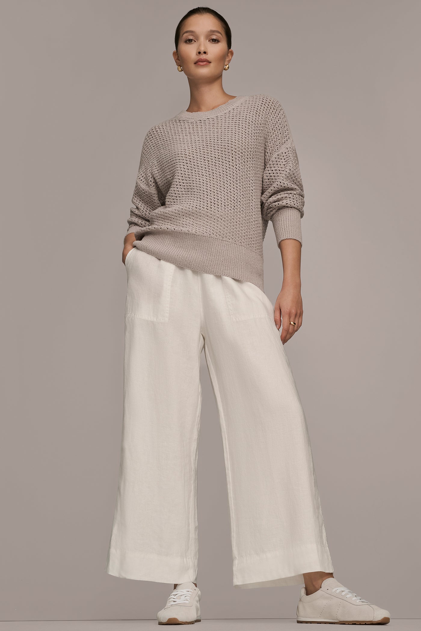 VAPOR LONG SLEEVE OPEN STITCH SWEATER Donna Karan