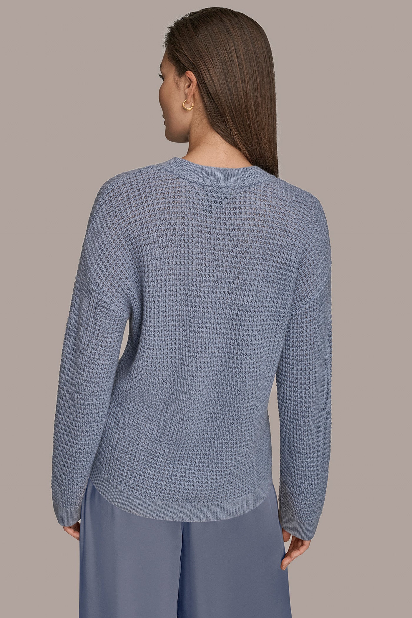 TEMPEST/SILVER WOOL AND CASHMERE-BLEND POCKET SWEATER Donna Karan