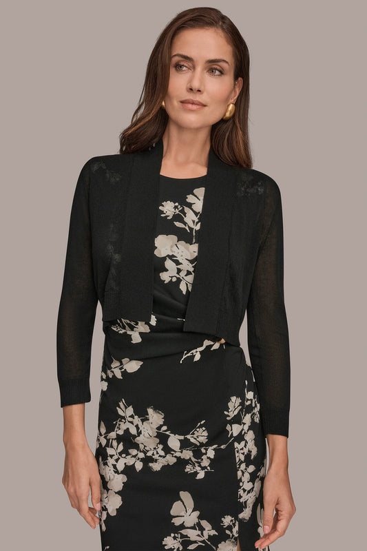 Black OPEN-FRONT SHRUG Donna Karan