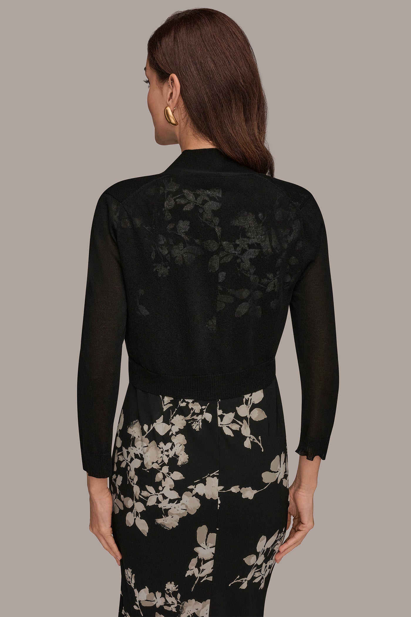 Black OPEN-FRONT SHRUG Donna Karan