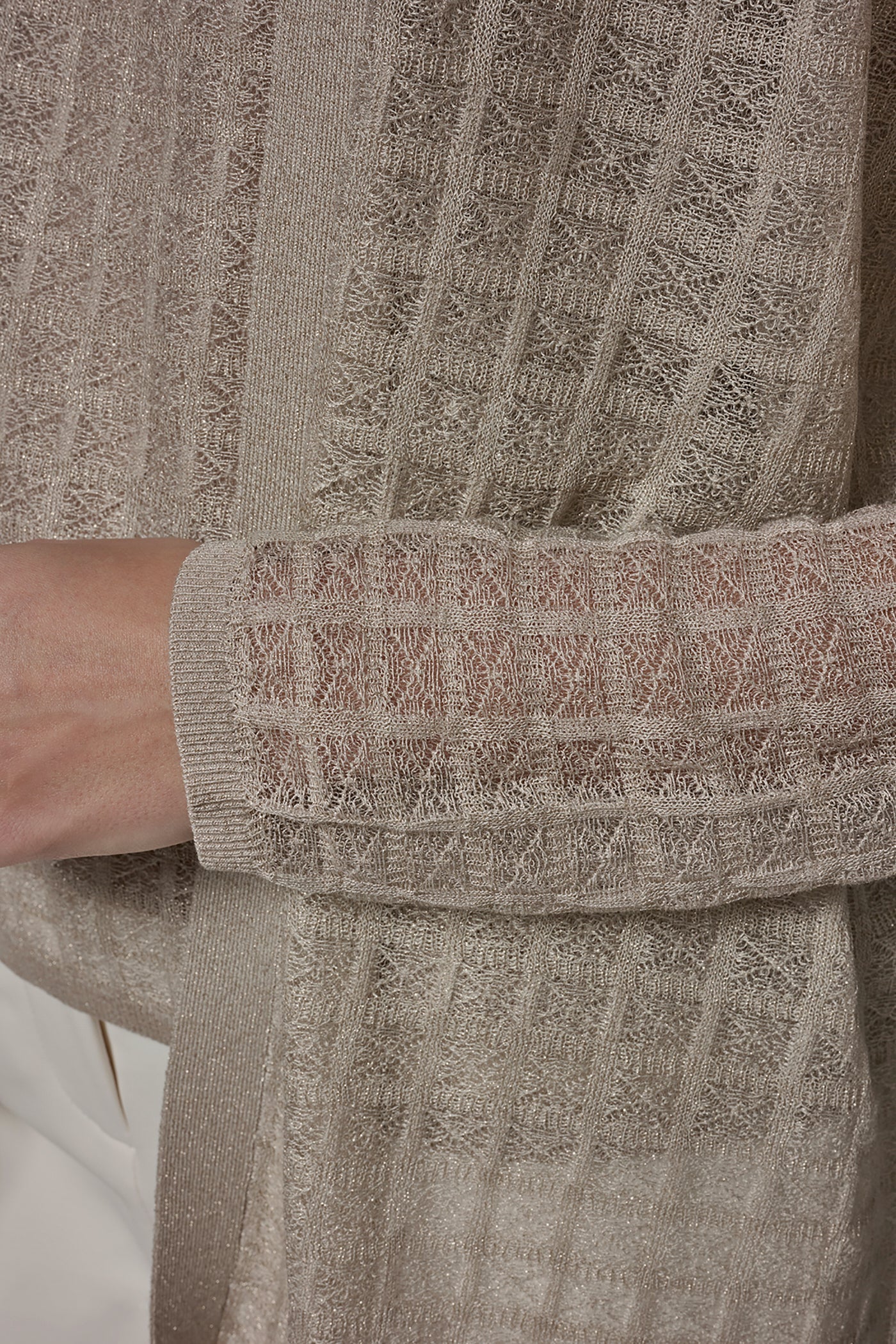 Tuscan Grey LONG GRID STITCH CARDIGAN Donna Karan