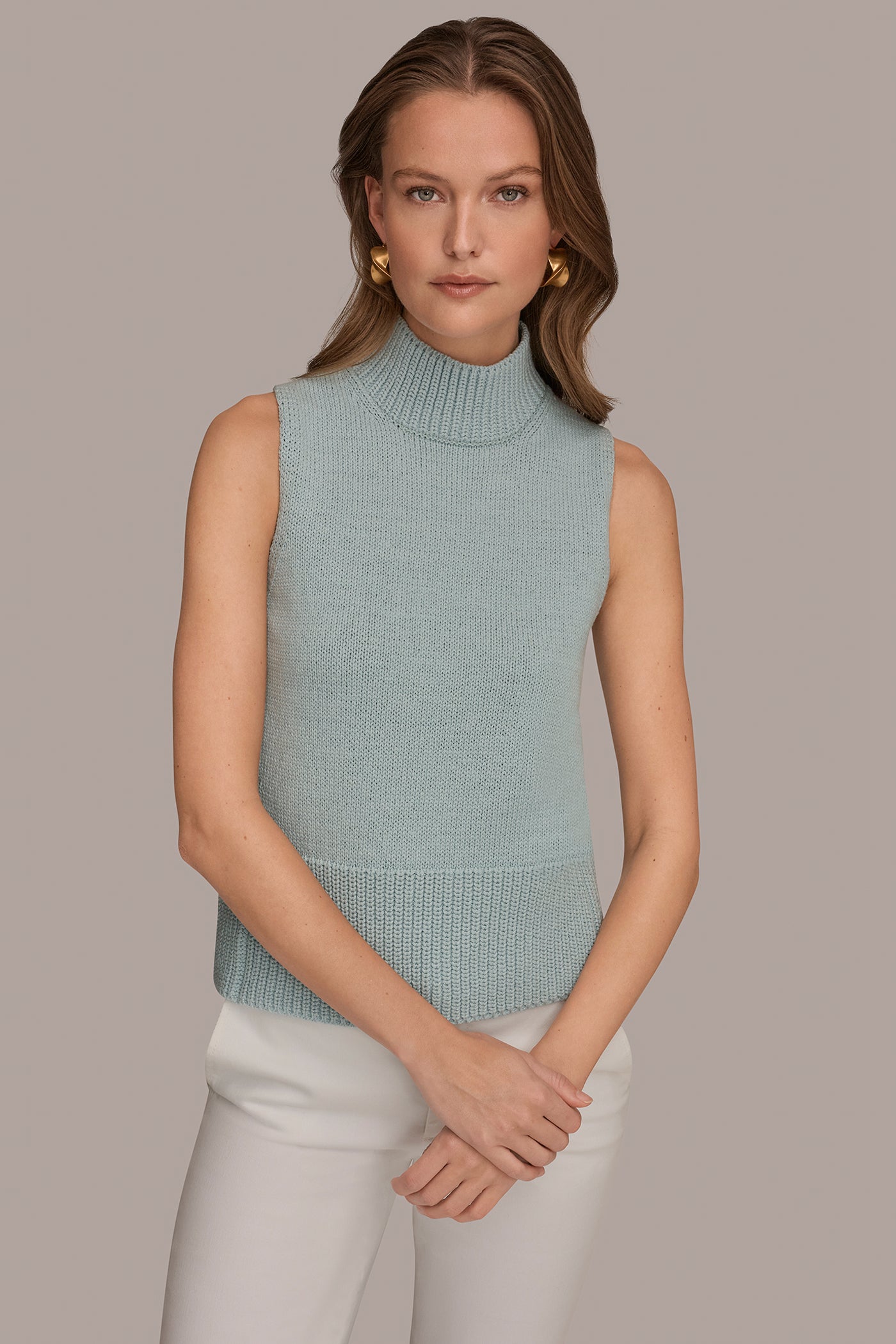 Sea Mist SLEEVELESS A-LINE SWEATER Donna Karan