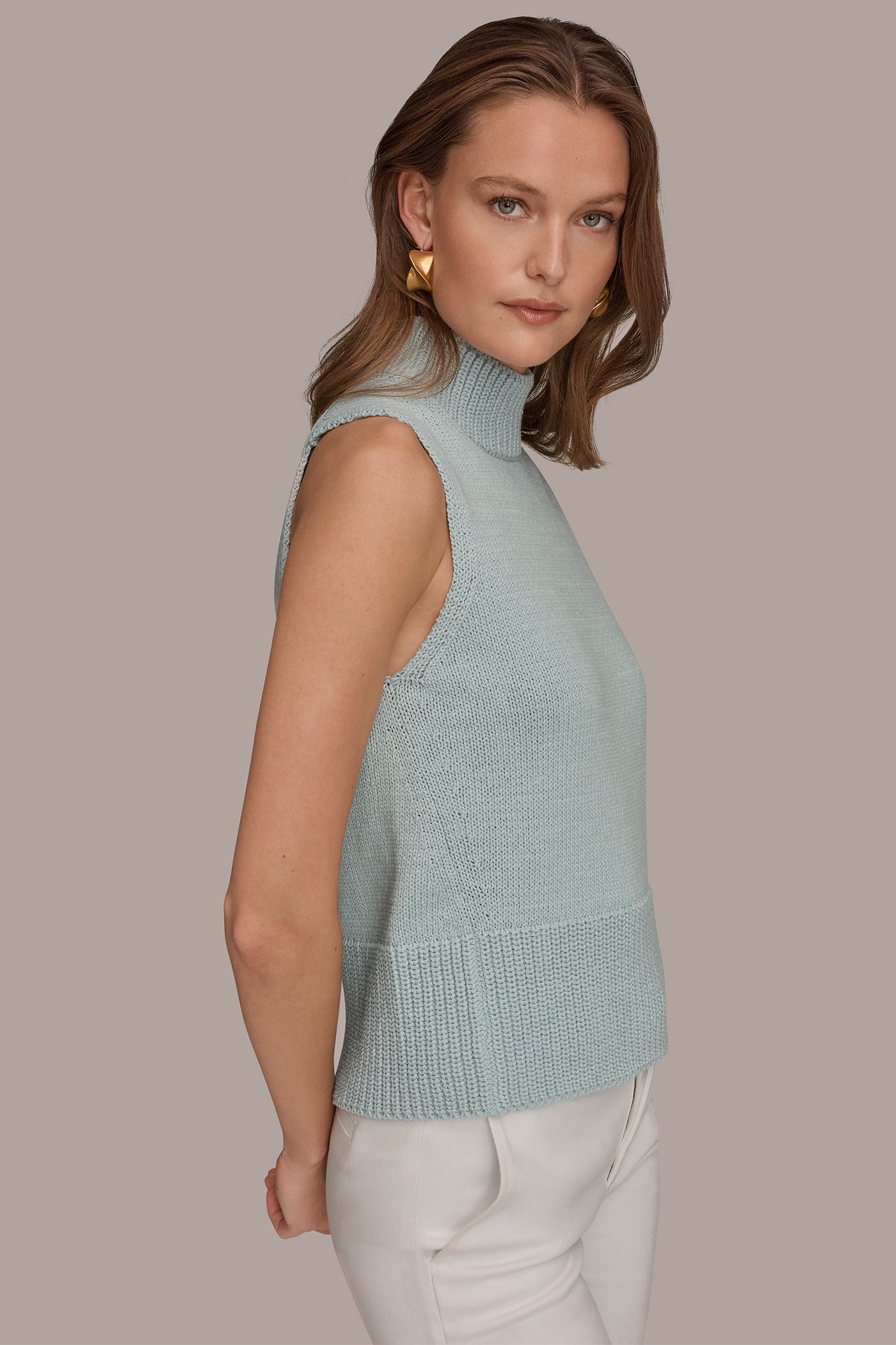Sea Mist SLEEVELESS A-LINE SWEATER Donna Karan