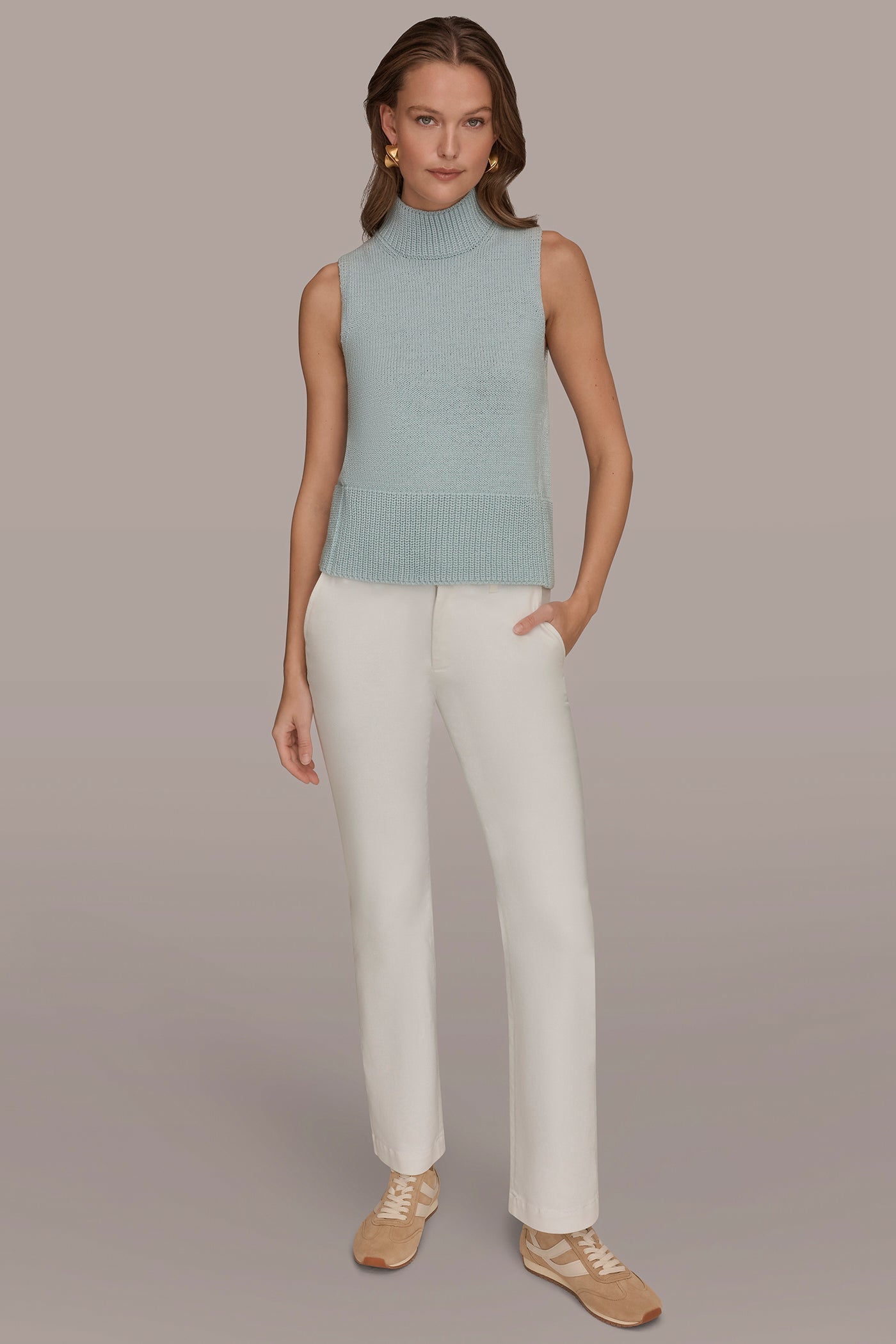 Sea Mist SLEEVELESS A-LINE SWEATER Donna Karan