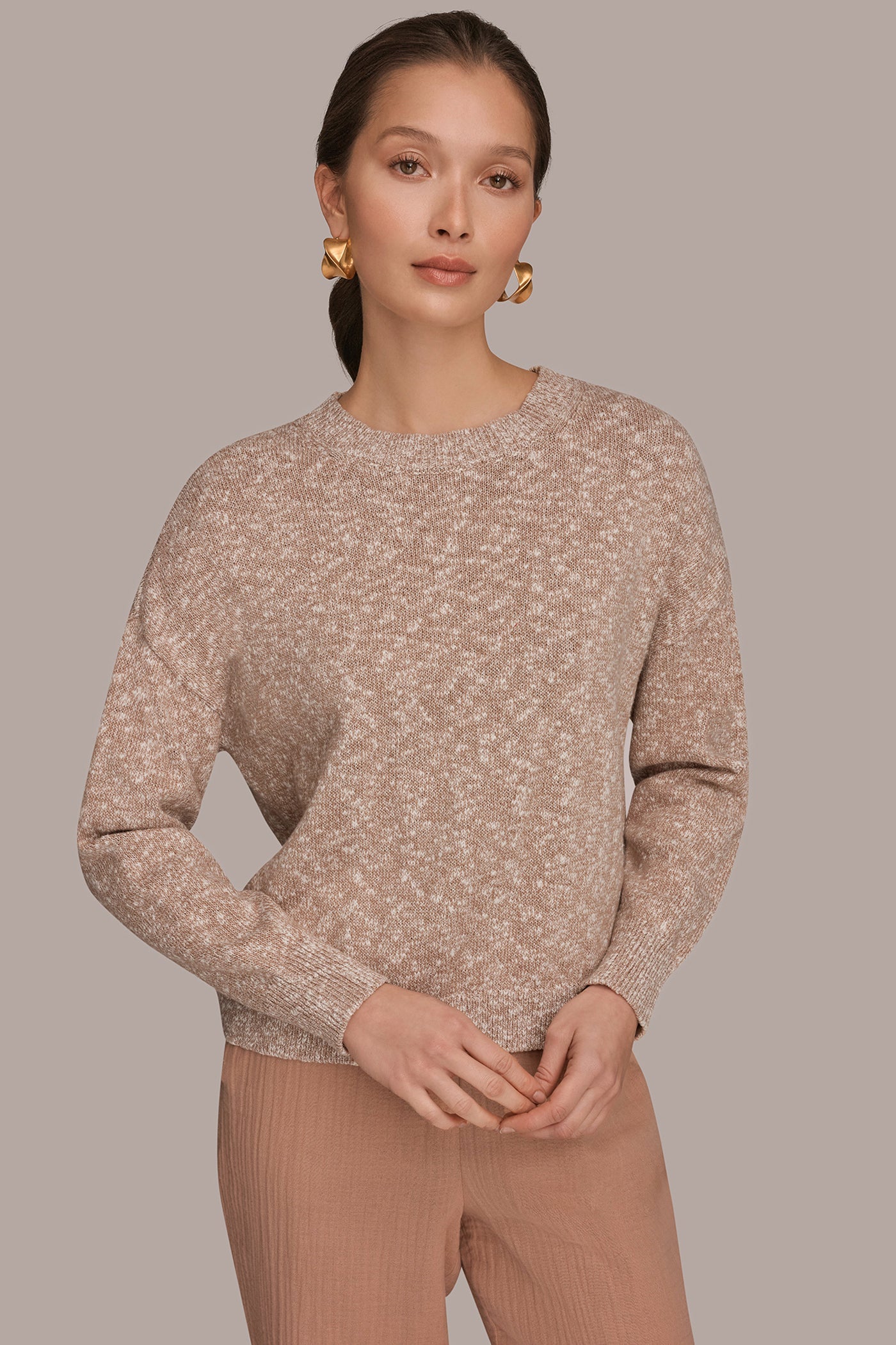 Umbria METALLIC LONG SLEEVE SWEATER Donna Karan