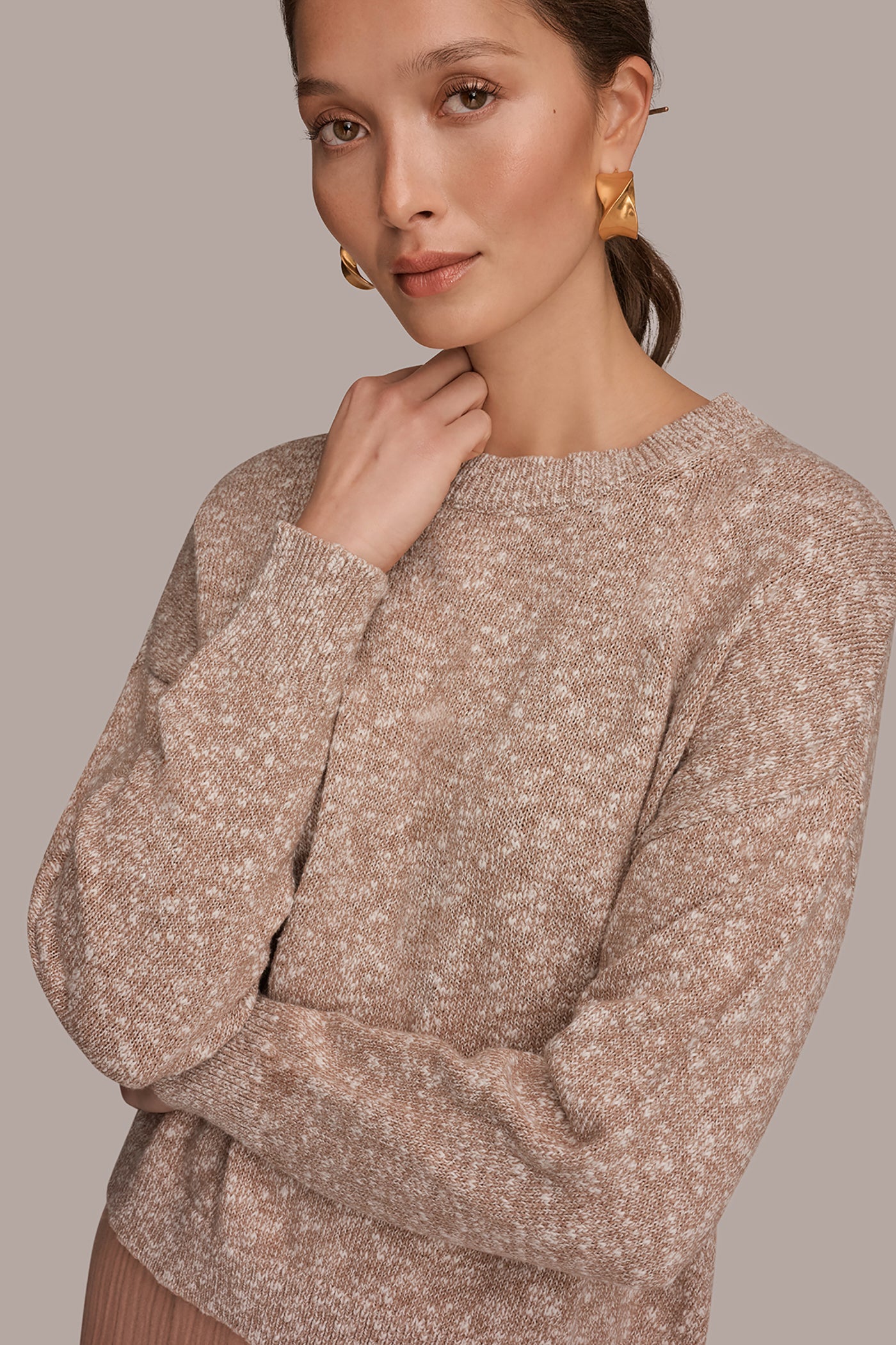 Umbria METALLIC LONG SLEEVE SWEATER Donna Karan