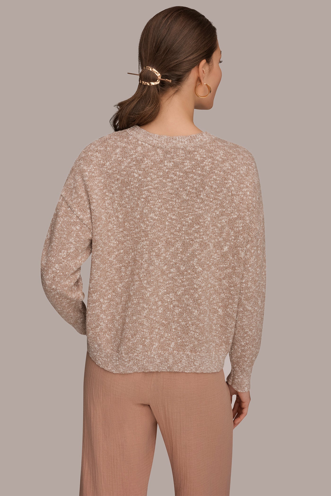 Umbria METALLIC LONG SLEEVE SWEATER Donna Karan