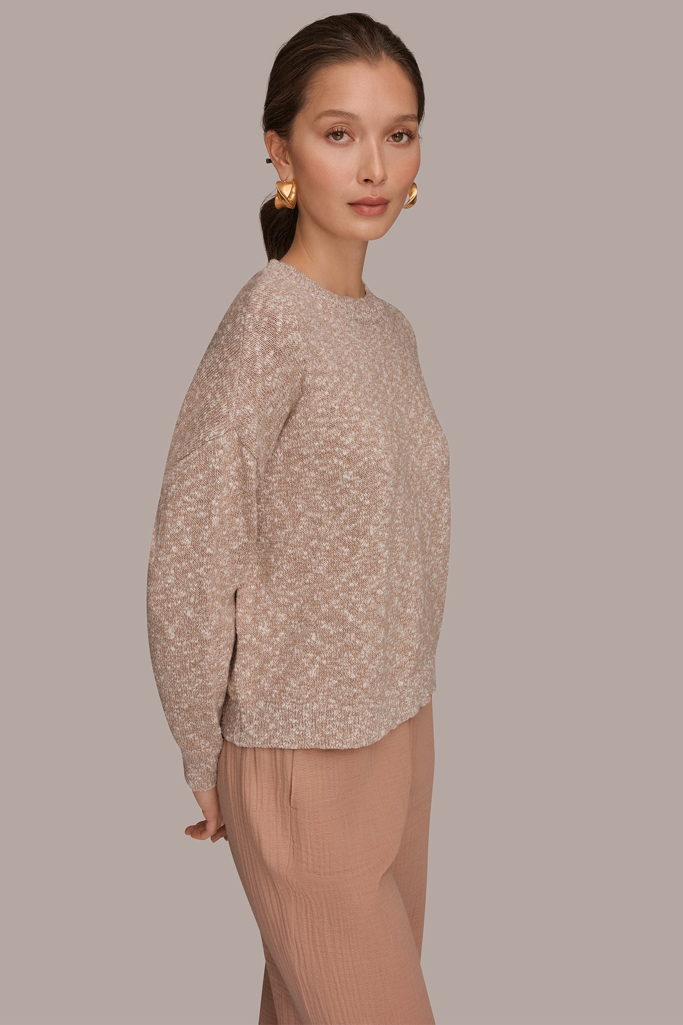 Umbria METALLIC LONG SLEEVE SWEATER Donna Karan
