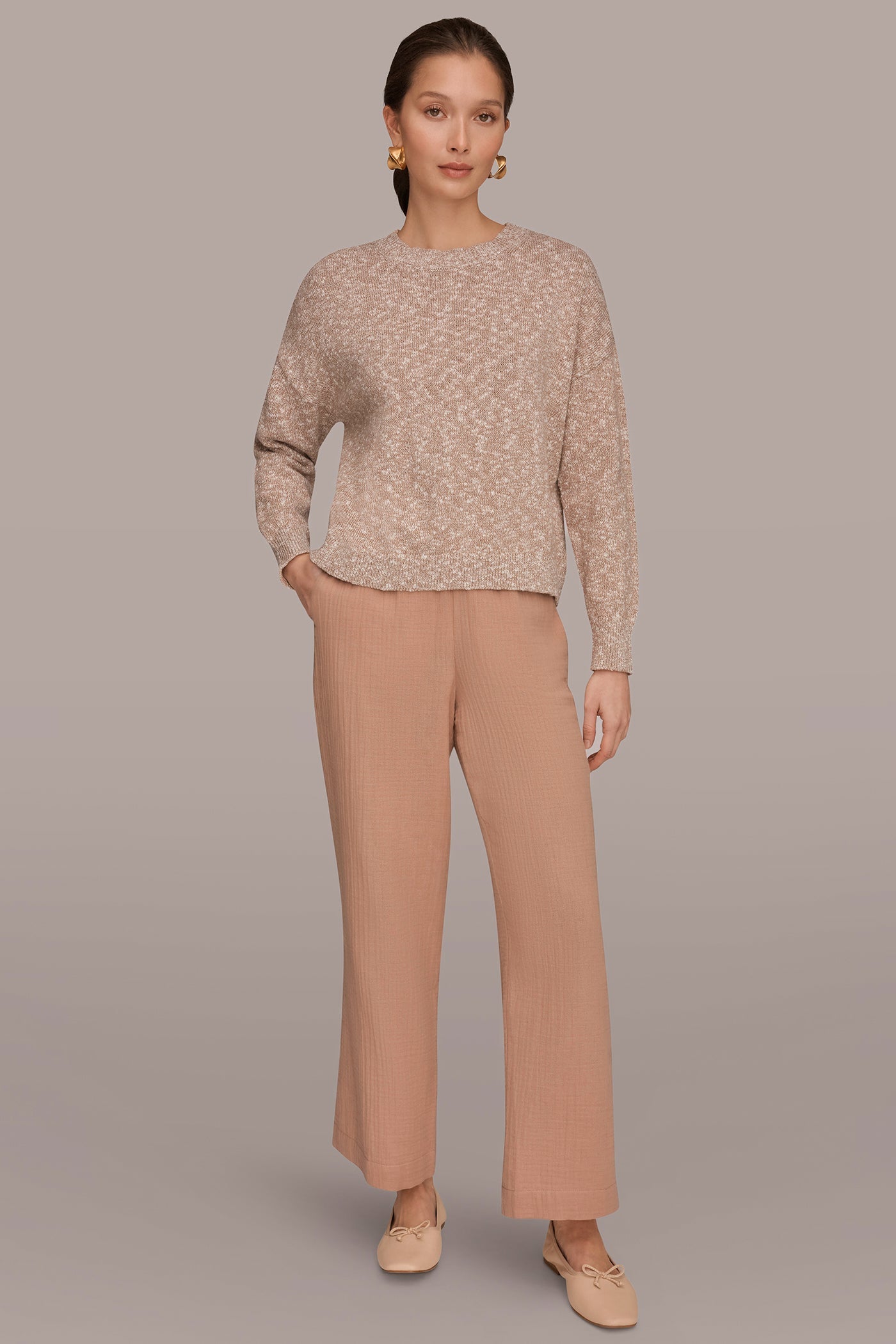 Umbria METALLIC LONG SLEEVE SWEATER Donna Karan