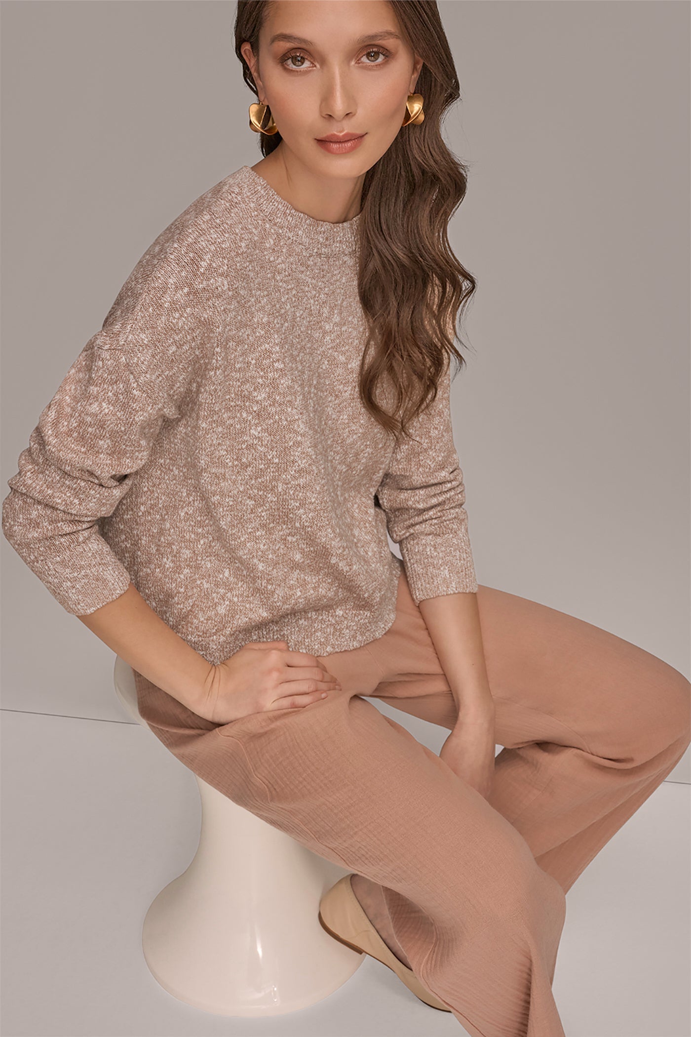 Umbria METALLIC LONG SLEEVE SWEATER Donna Karan