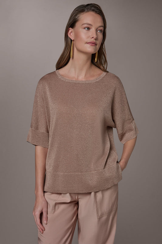 Umbria METALLIC WIDE CUFF SWEATER Donna Karan
