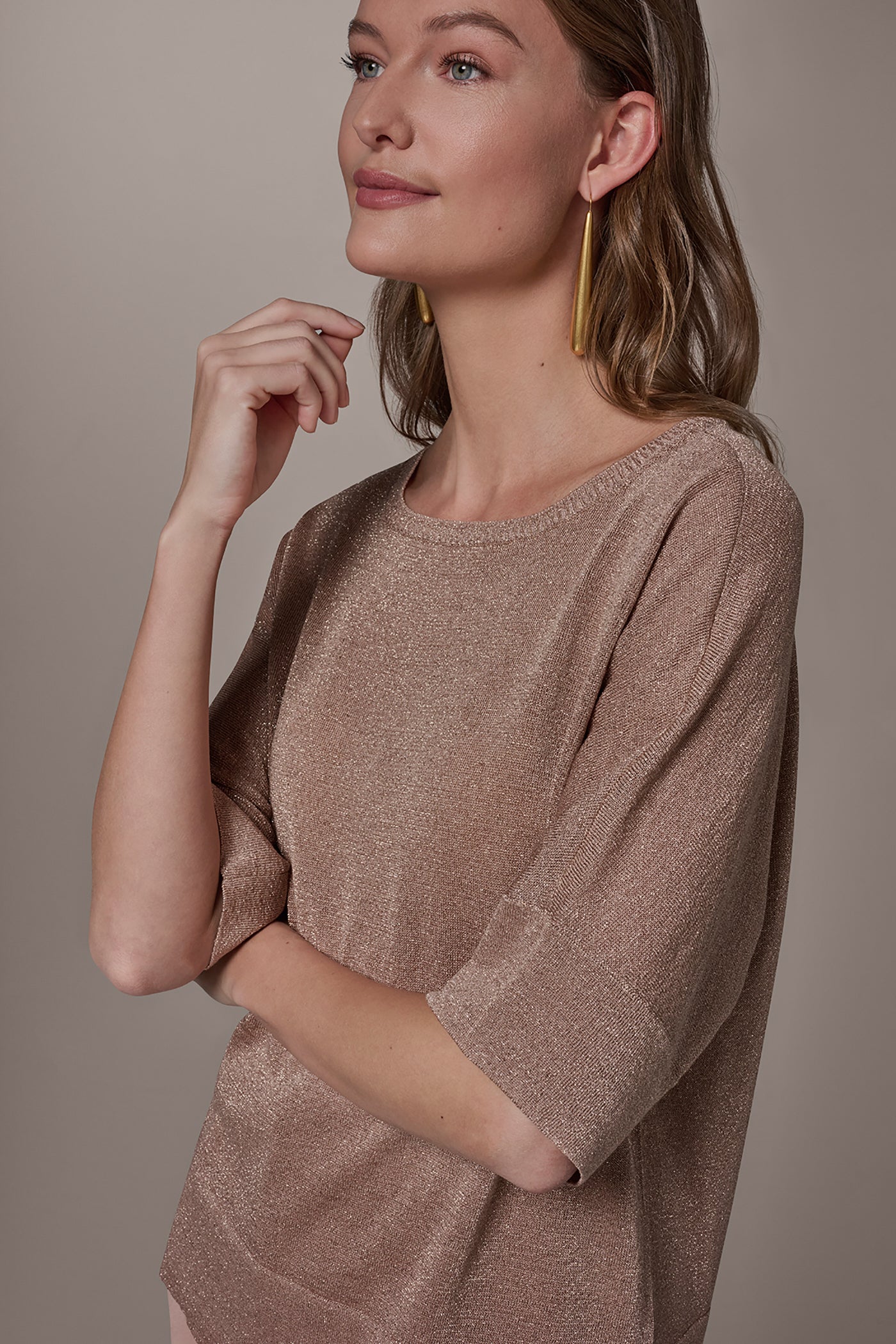 Umbria METALLIC WIDE CUFF SWEATER Donna Karan