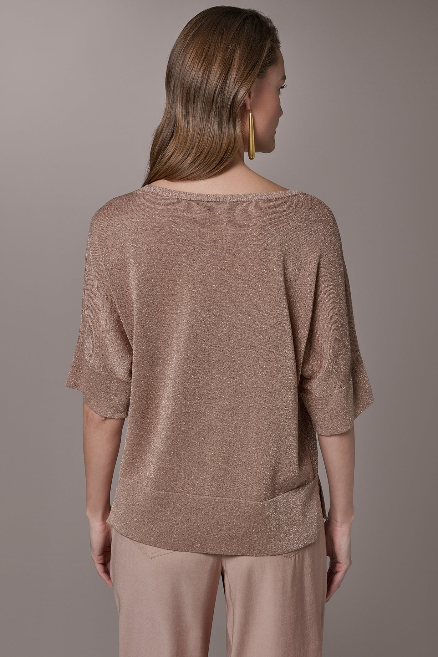 Umbria METALLIC WIDE CUFF SWEATER Donna Karan