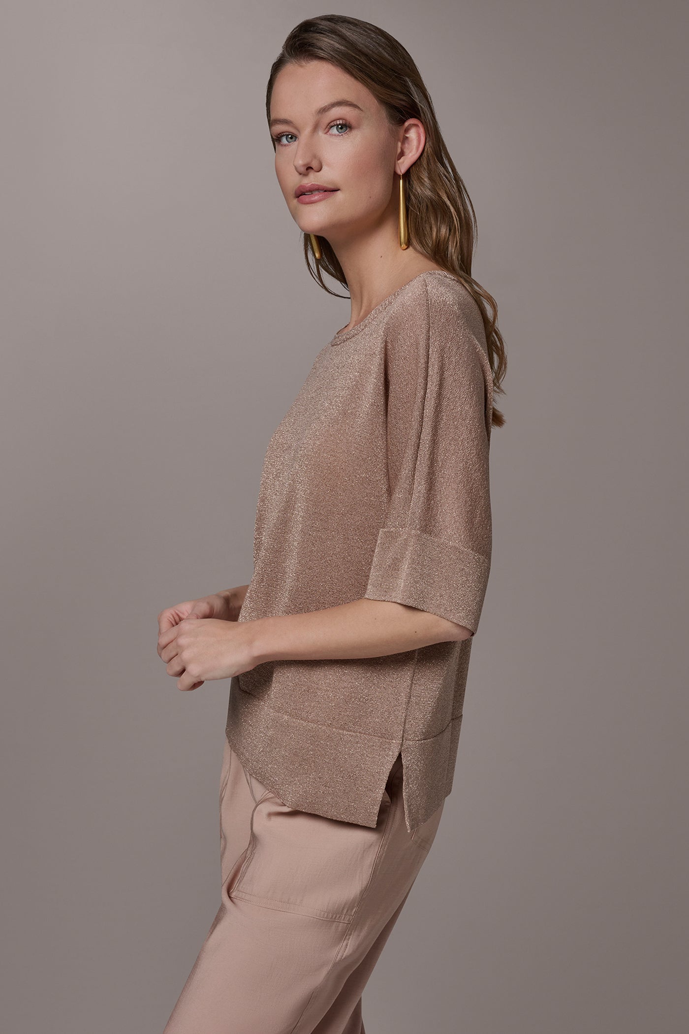 Umbria METALLIC WIDE CUFF SWEATER Donna Karan