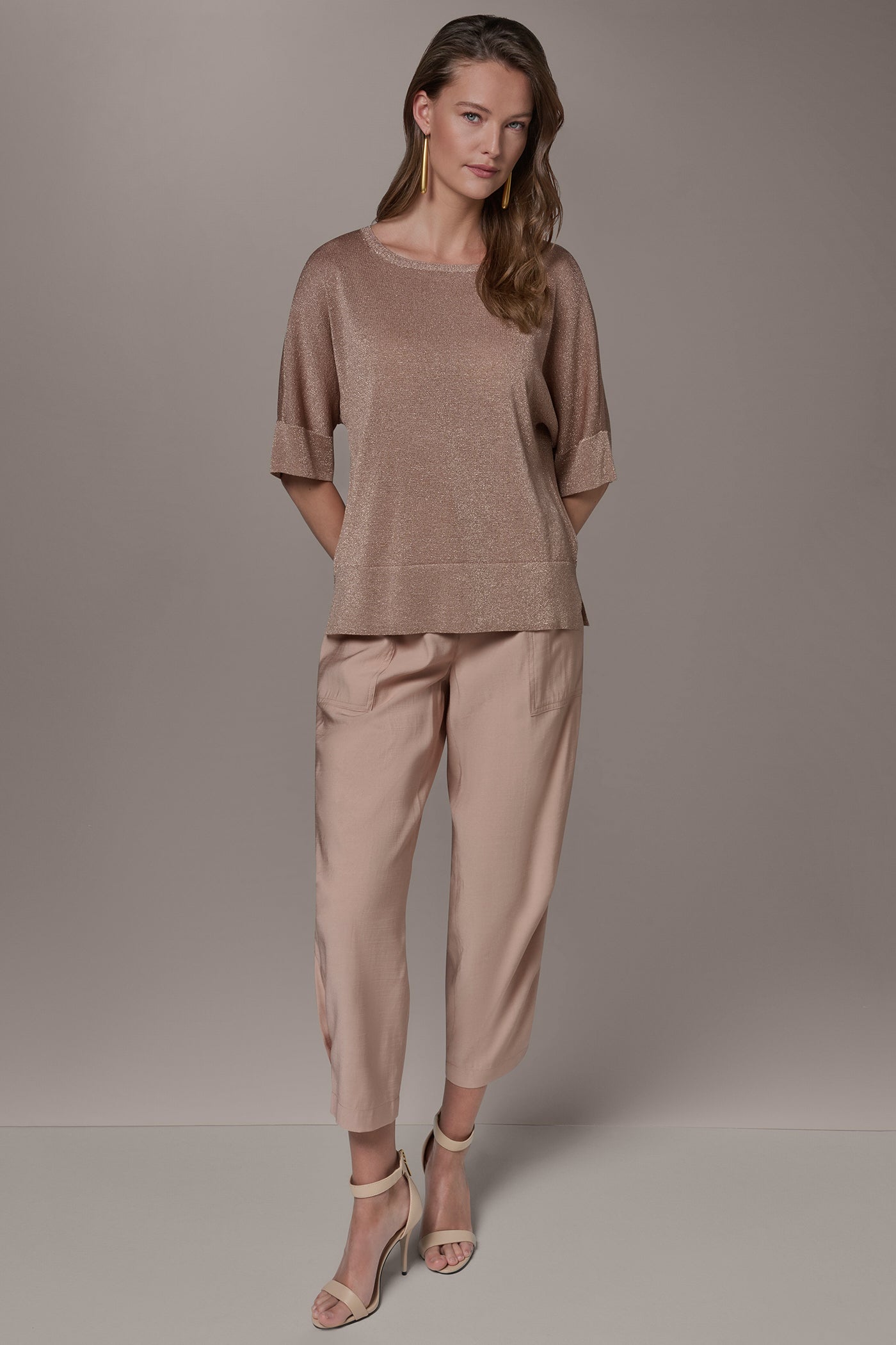 Umbria METALLIC WIDE CUFF SWEATER Donna Karan