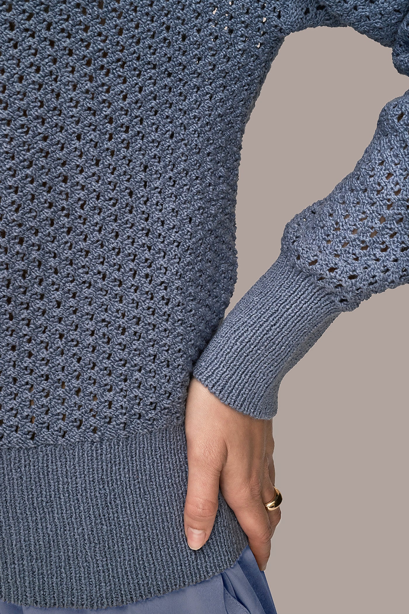 Tempest LONG SLEEVE OPEN STITCH SWEATER Donna Karan