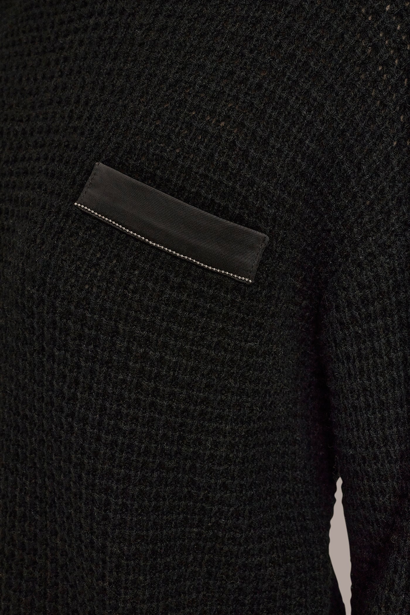 BLACK/SILVER WOOL AND CASHMERE-BLEND POCKET SWEATER Donna Karan