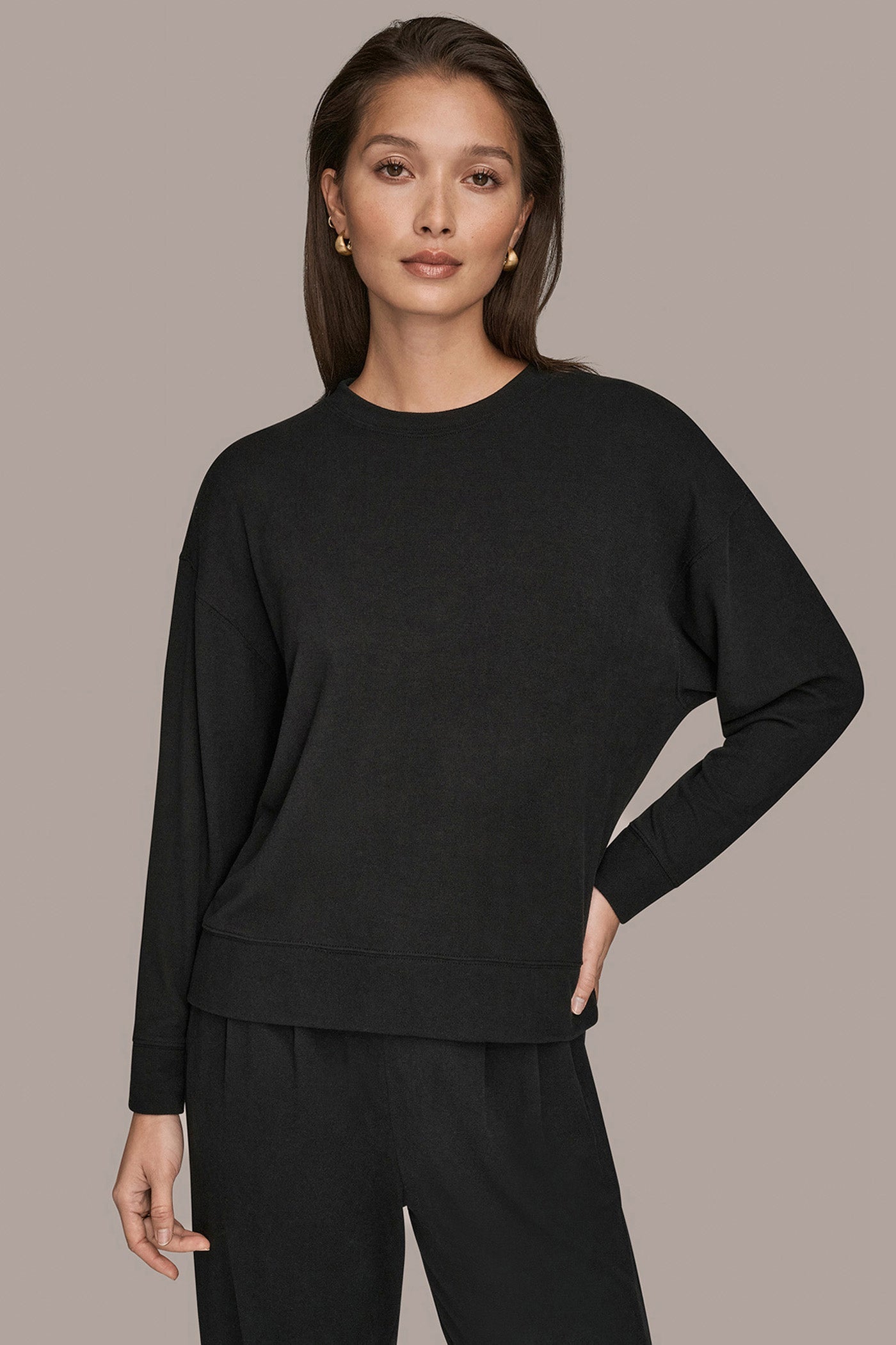 Black LONG SLEEVE SWEATSHIRT Donna Karan