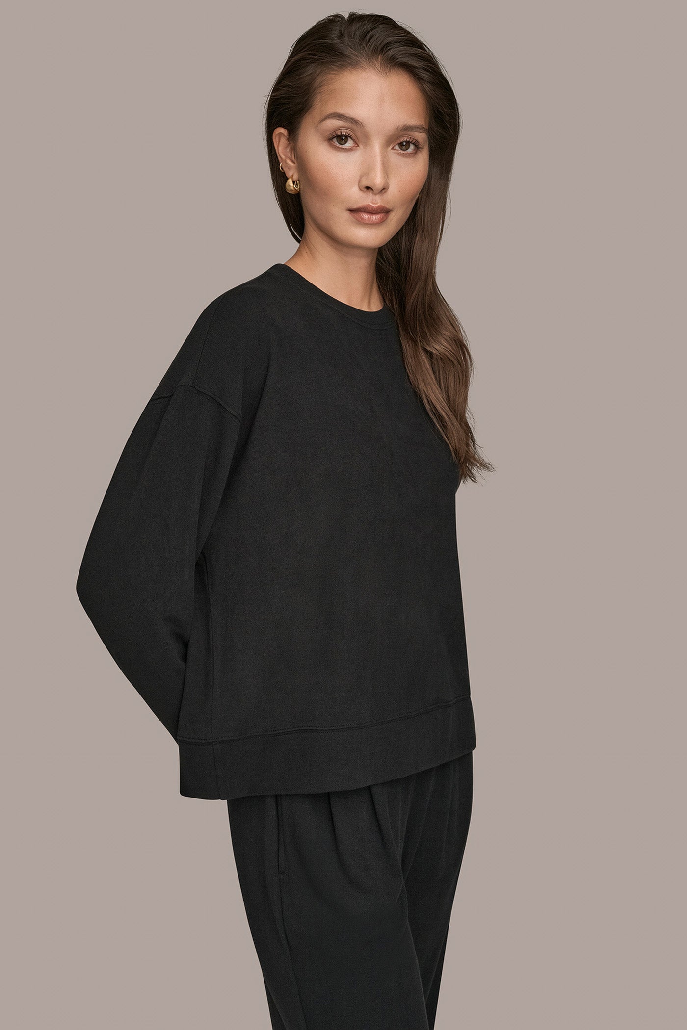 Black LONG SLEEVE SWEATSHIRT Donna Karan