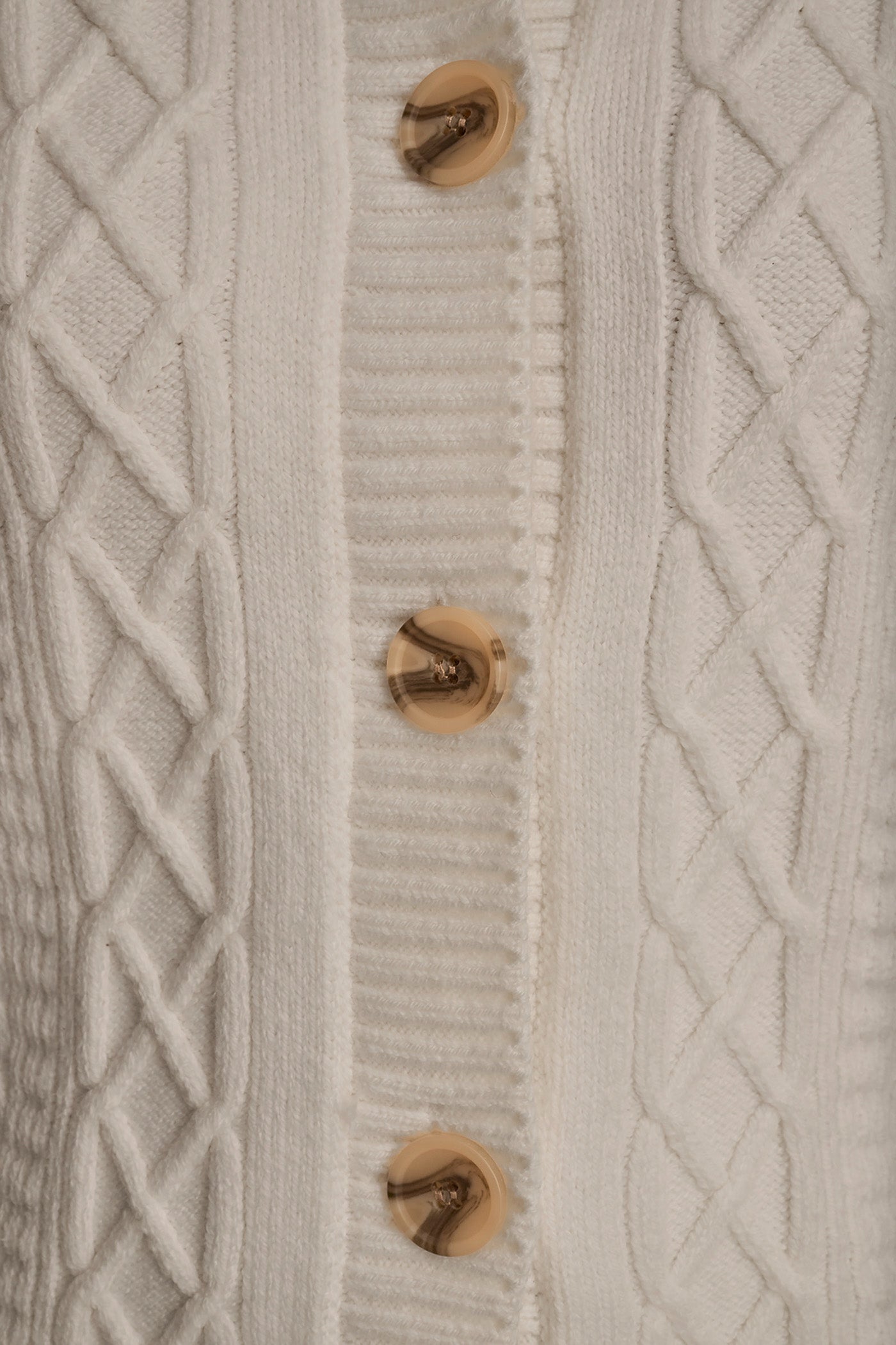 CREAM CABLE-KNIT LONG SLEEVE CARDIGAN Donna Karan