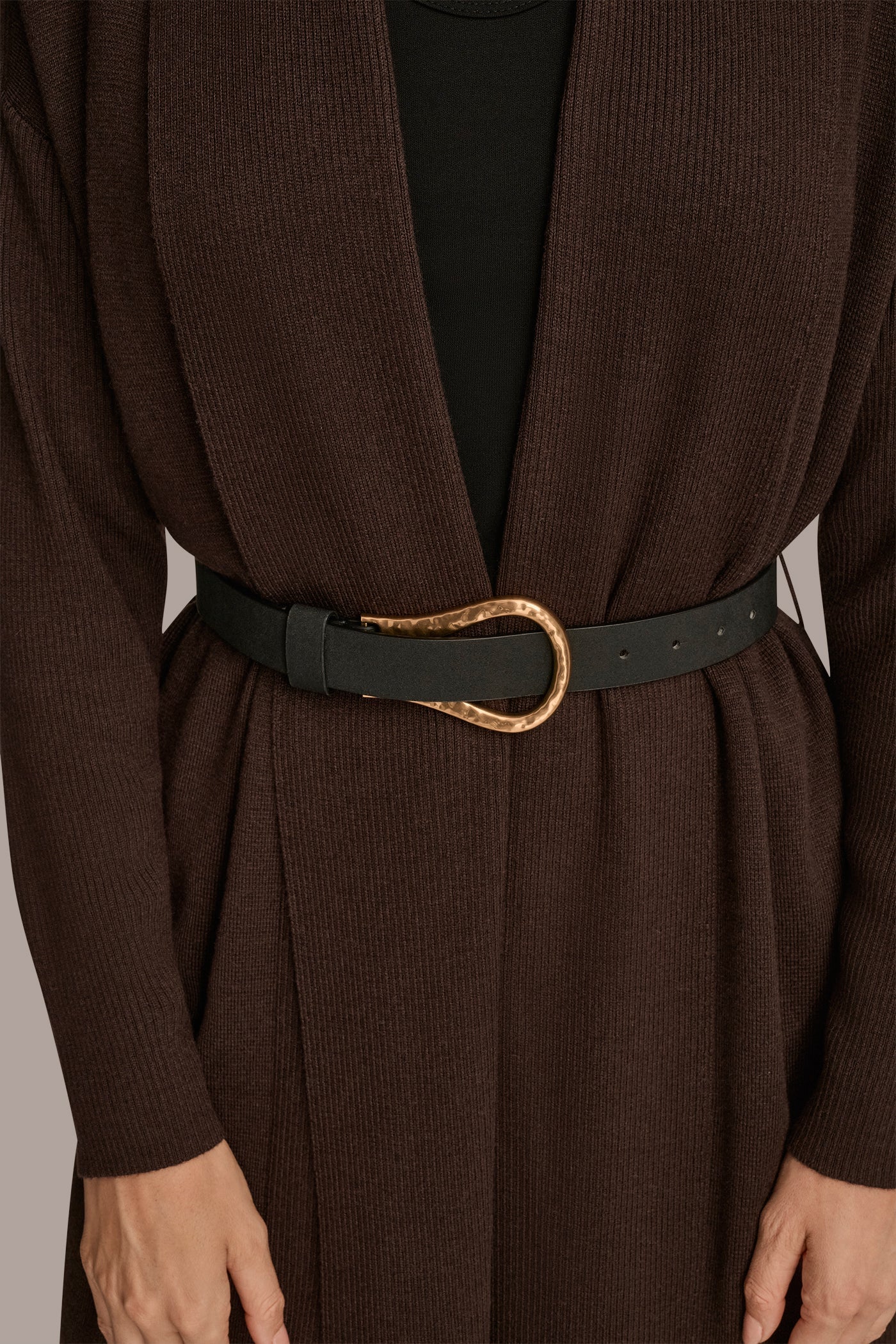 CHOCOLATE PLUM V-NECK LONG CARDIGAN Donna Karan