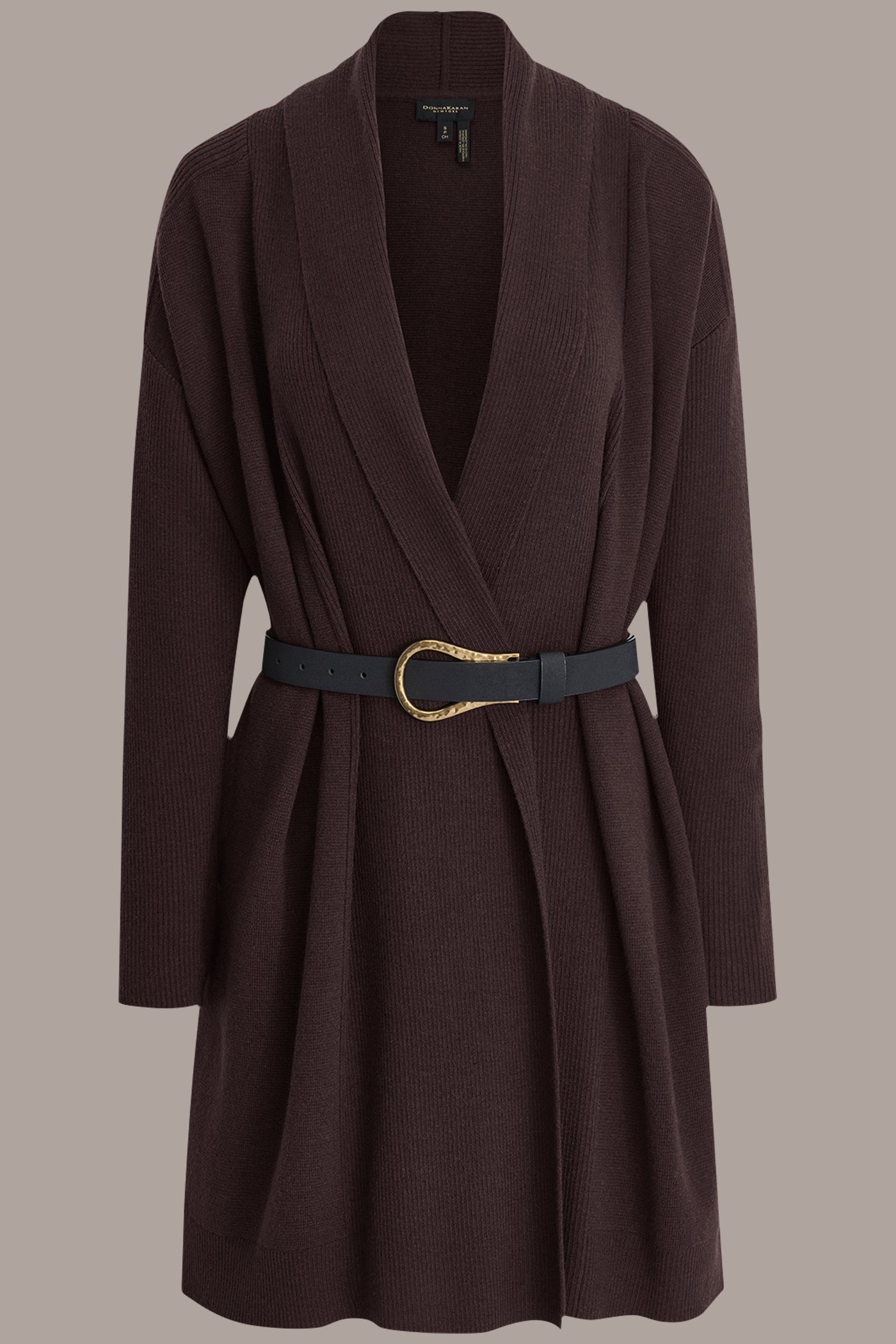 CHOCOLATE PLUM V-NECK LONG CARDIGAN Donna Karan