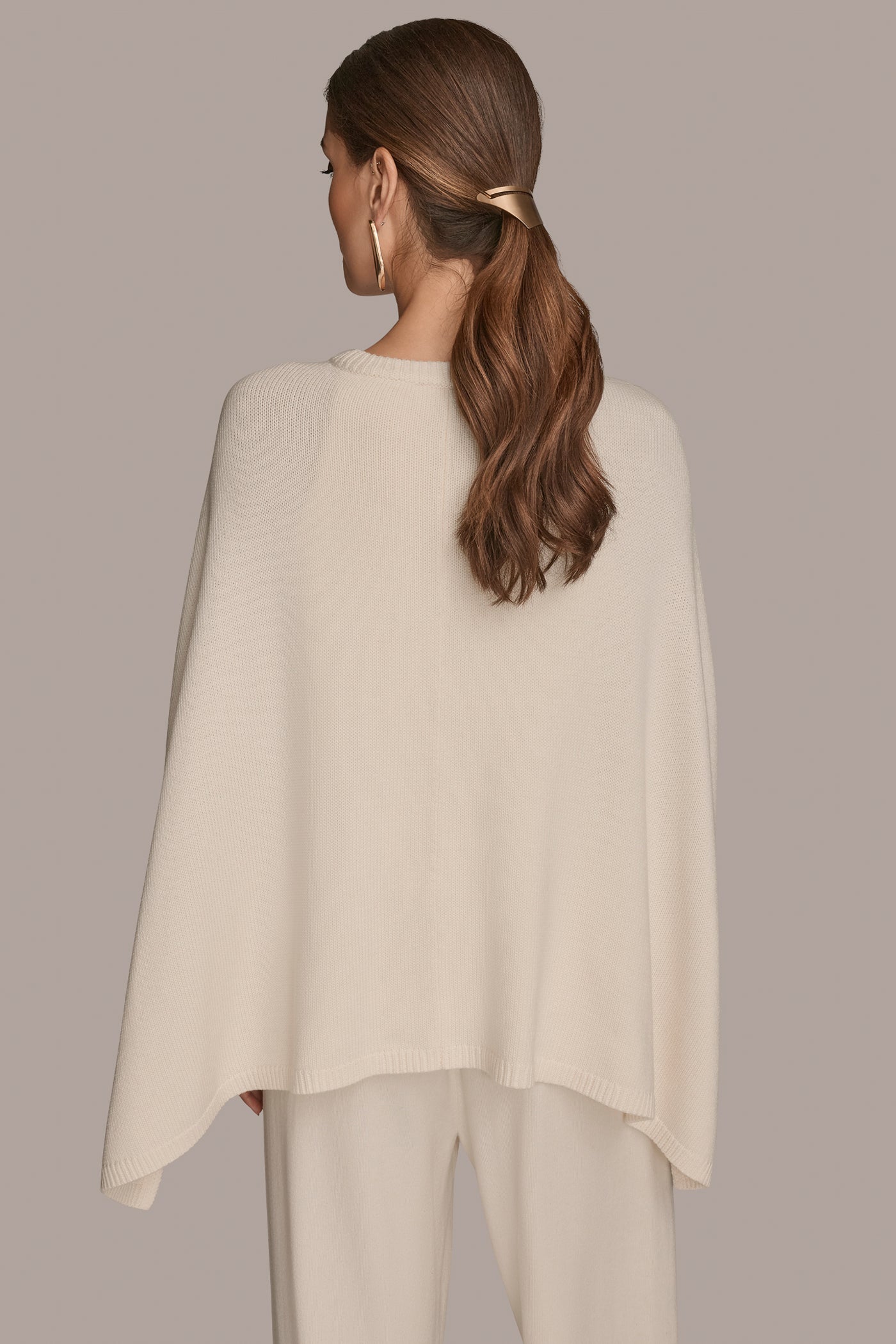 Cream CAPE-EFFECT BUTTON SWEATER Donna Karan