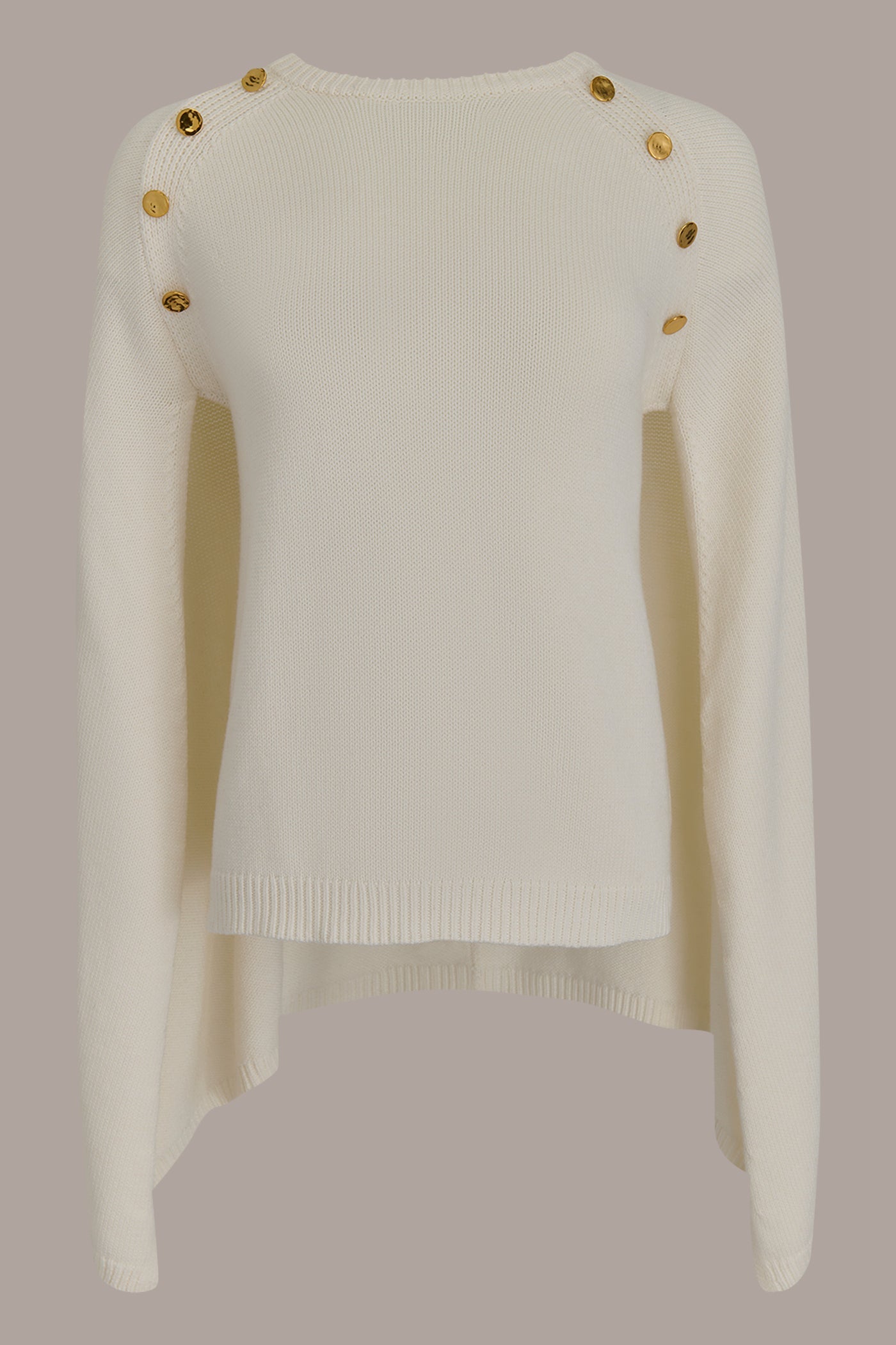Cream CAPE-EFFECT BUTTON SWEATER Donna Karan