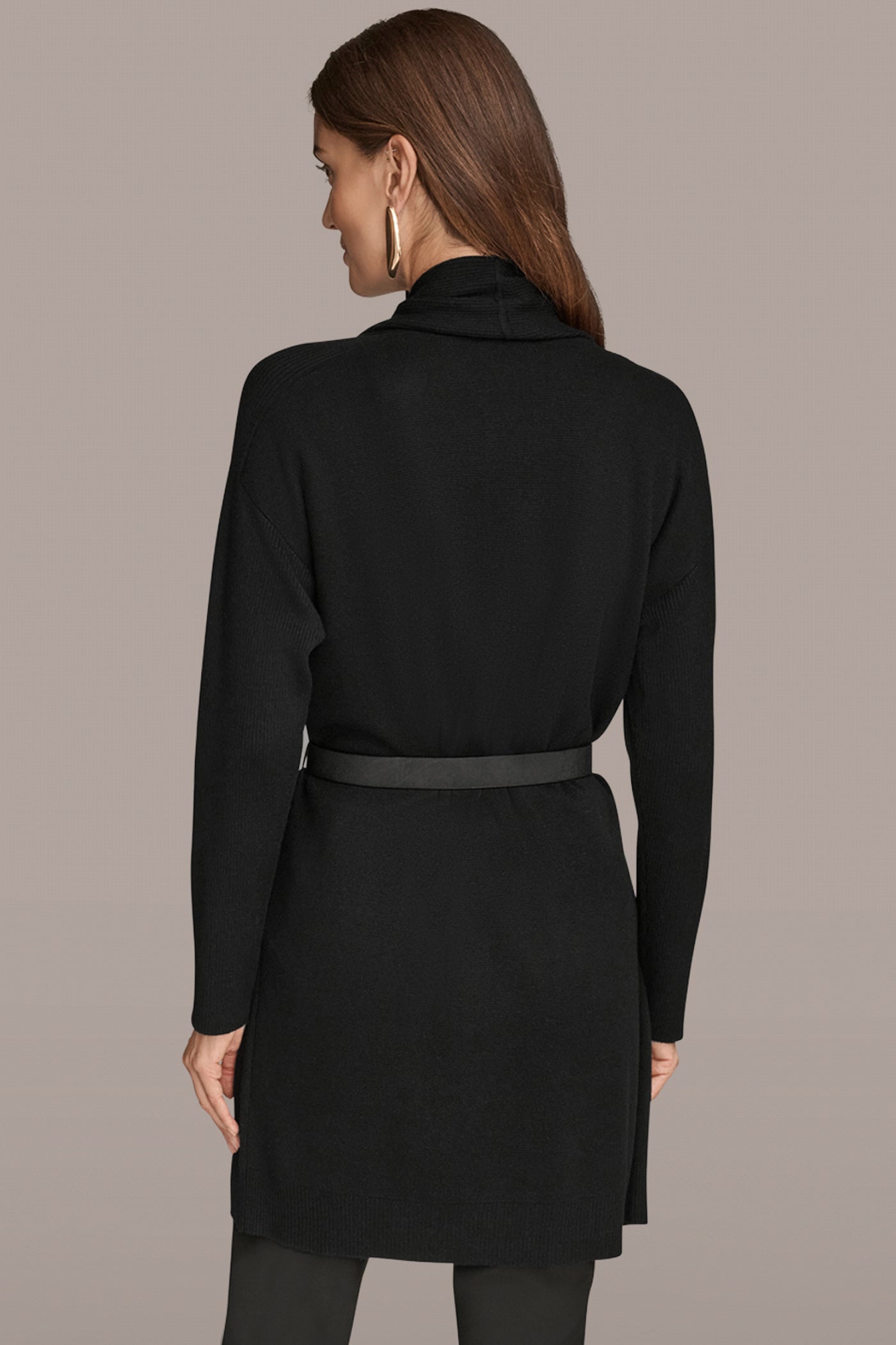 Black V-NECK LONG CARDIGAN Donna Karan