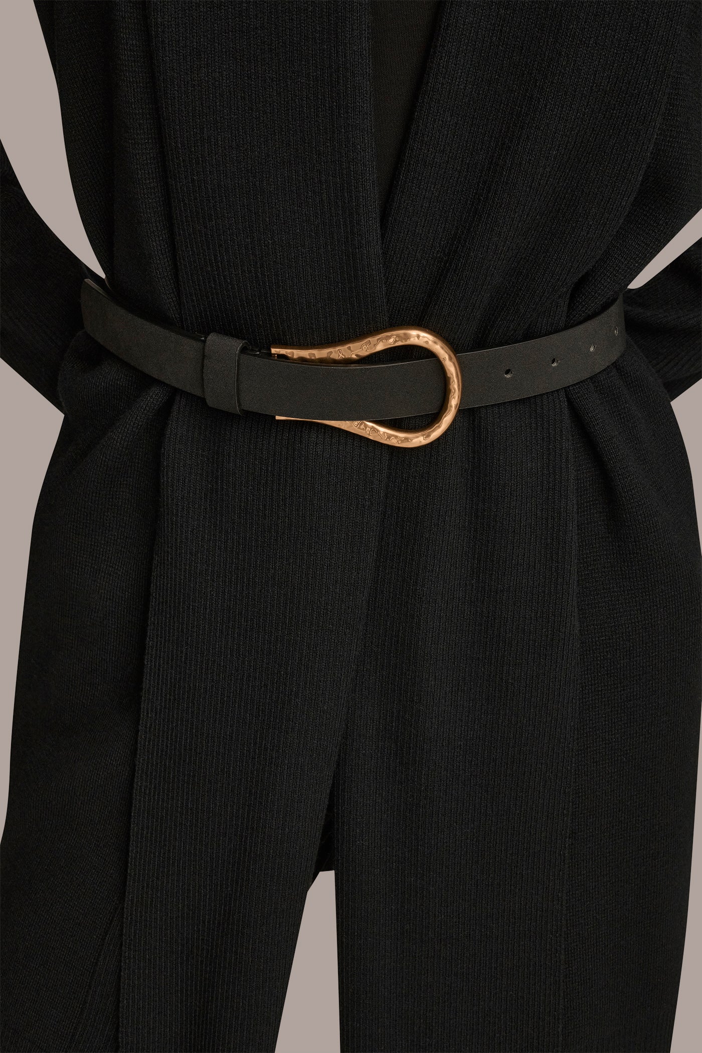 Black V-NECK LONG CARDIGAN Donna Karan